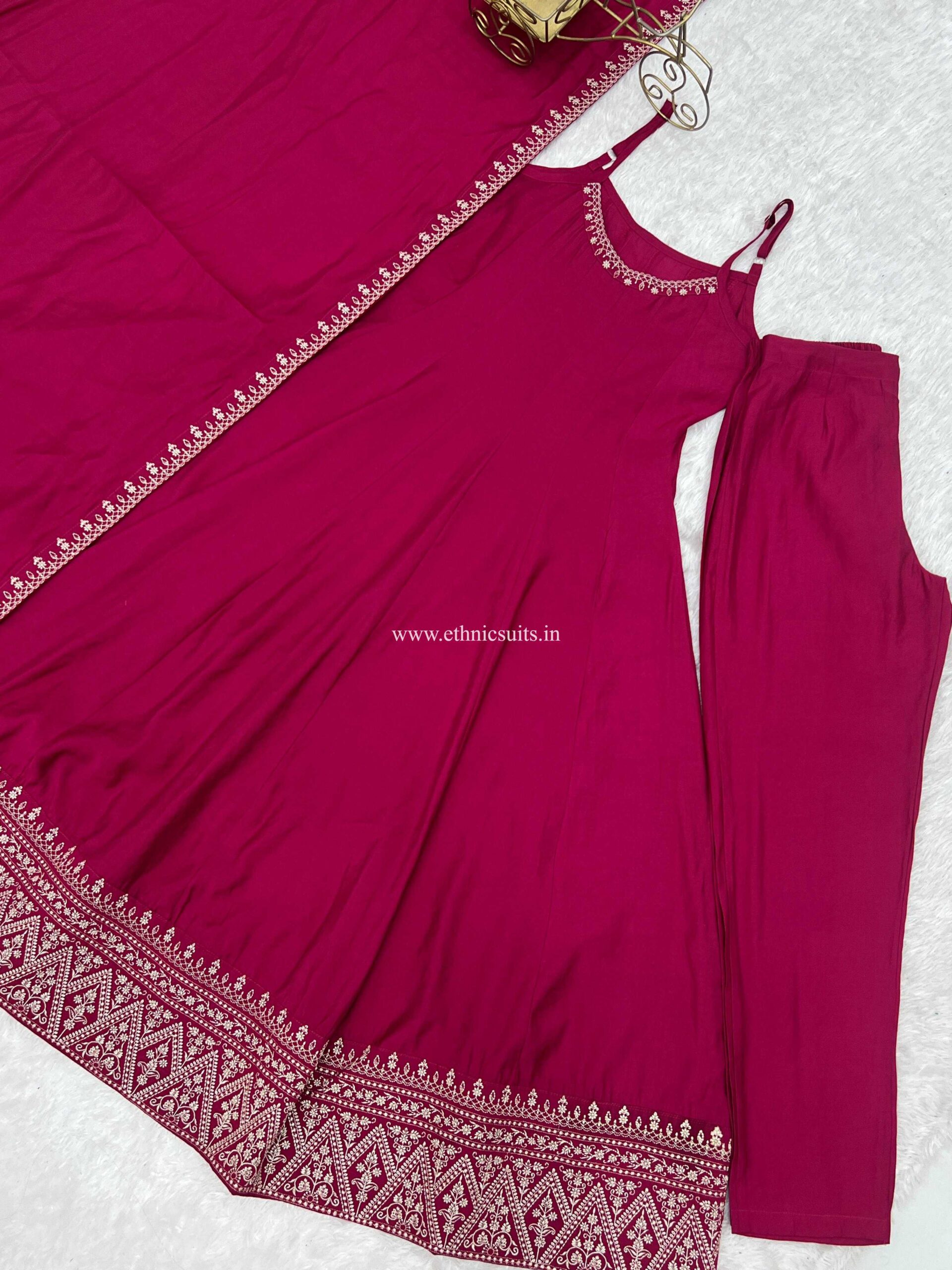 Wedding Wear Sleeveless Anarkali Suit Red