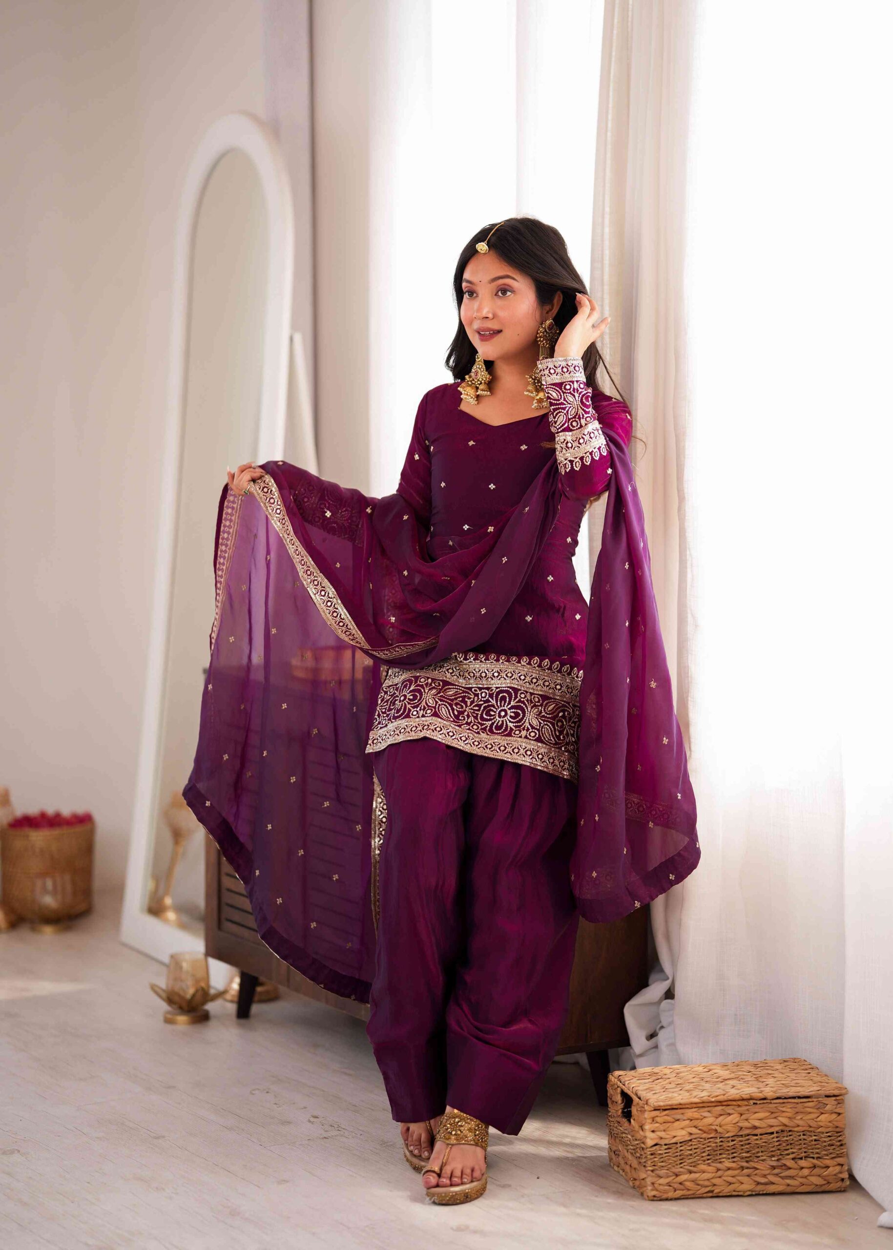 Wine Color Festive Trending Farsi Salwar Suit