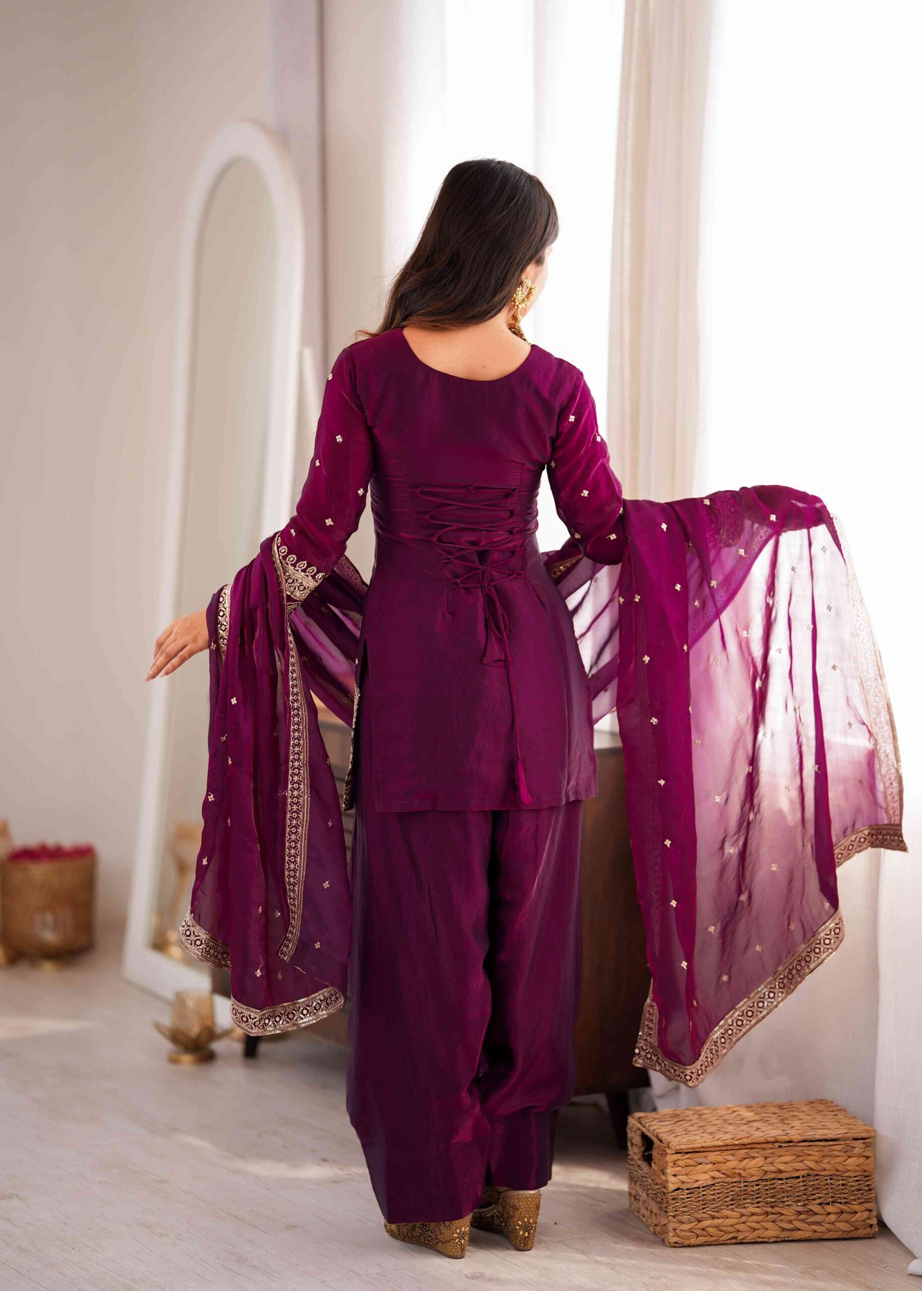 Wine Color Festive Trending Farsi Salwar Suit