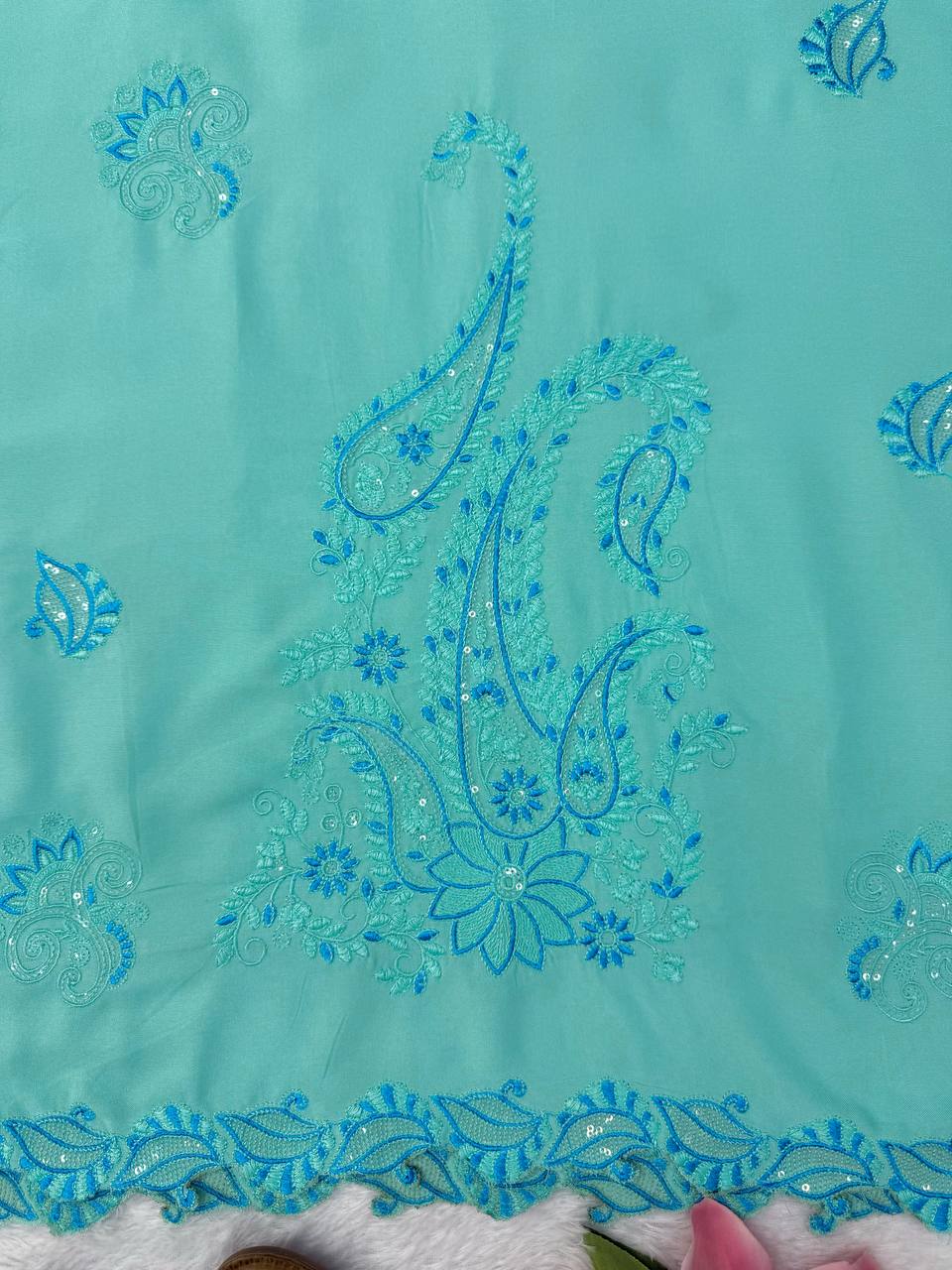 Sidra Ismail Inspired Aqua Blue Straight Suit