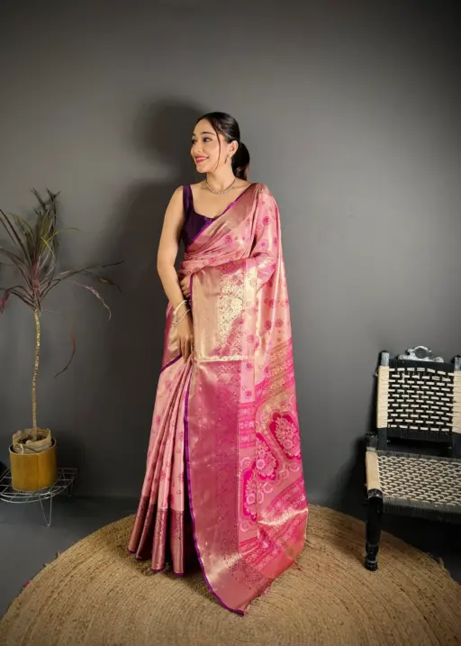 Contrast Color Silk Saree Design