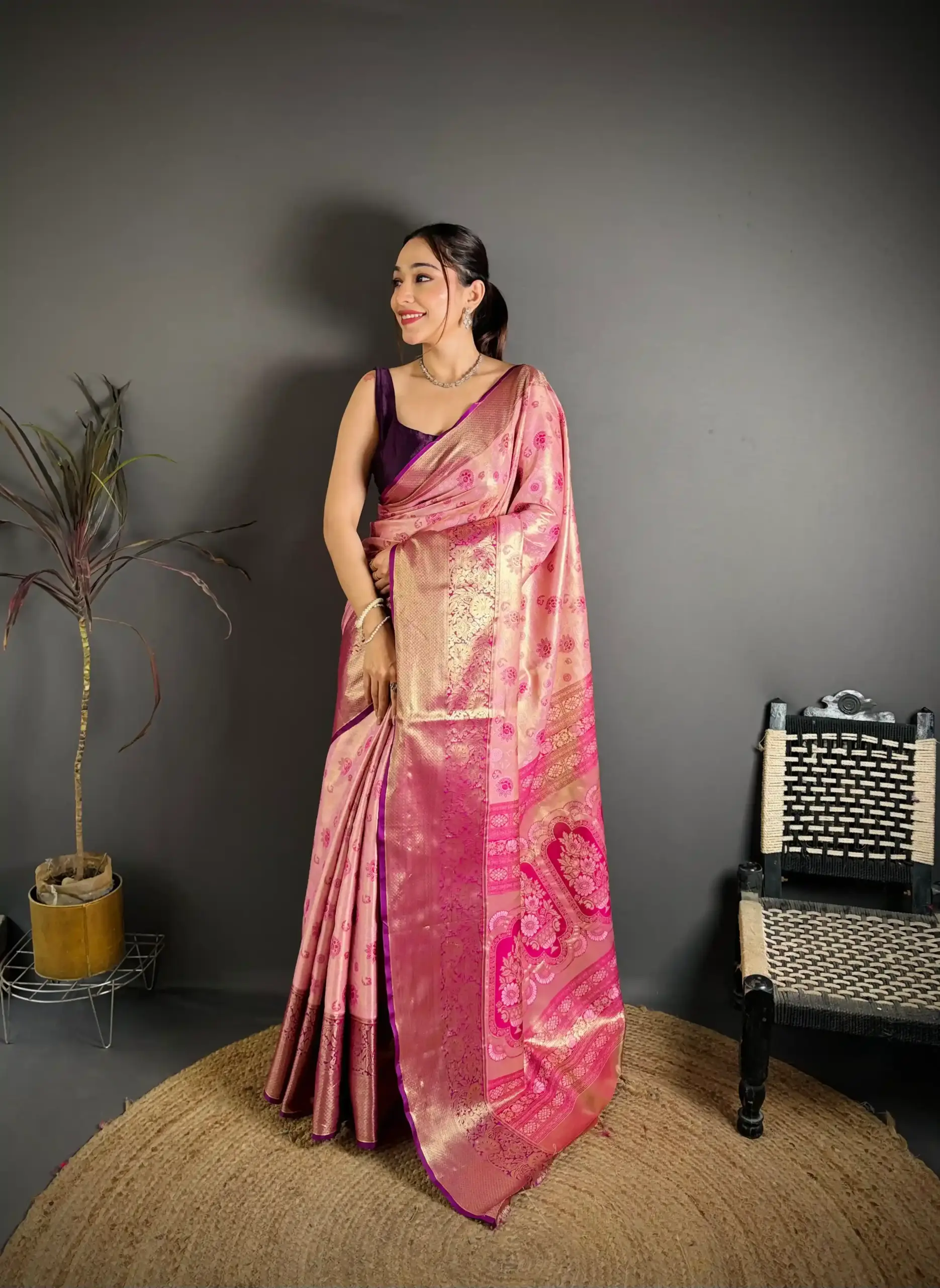 Contrast Color Silk Saree Design