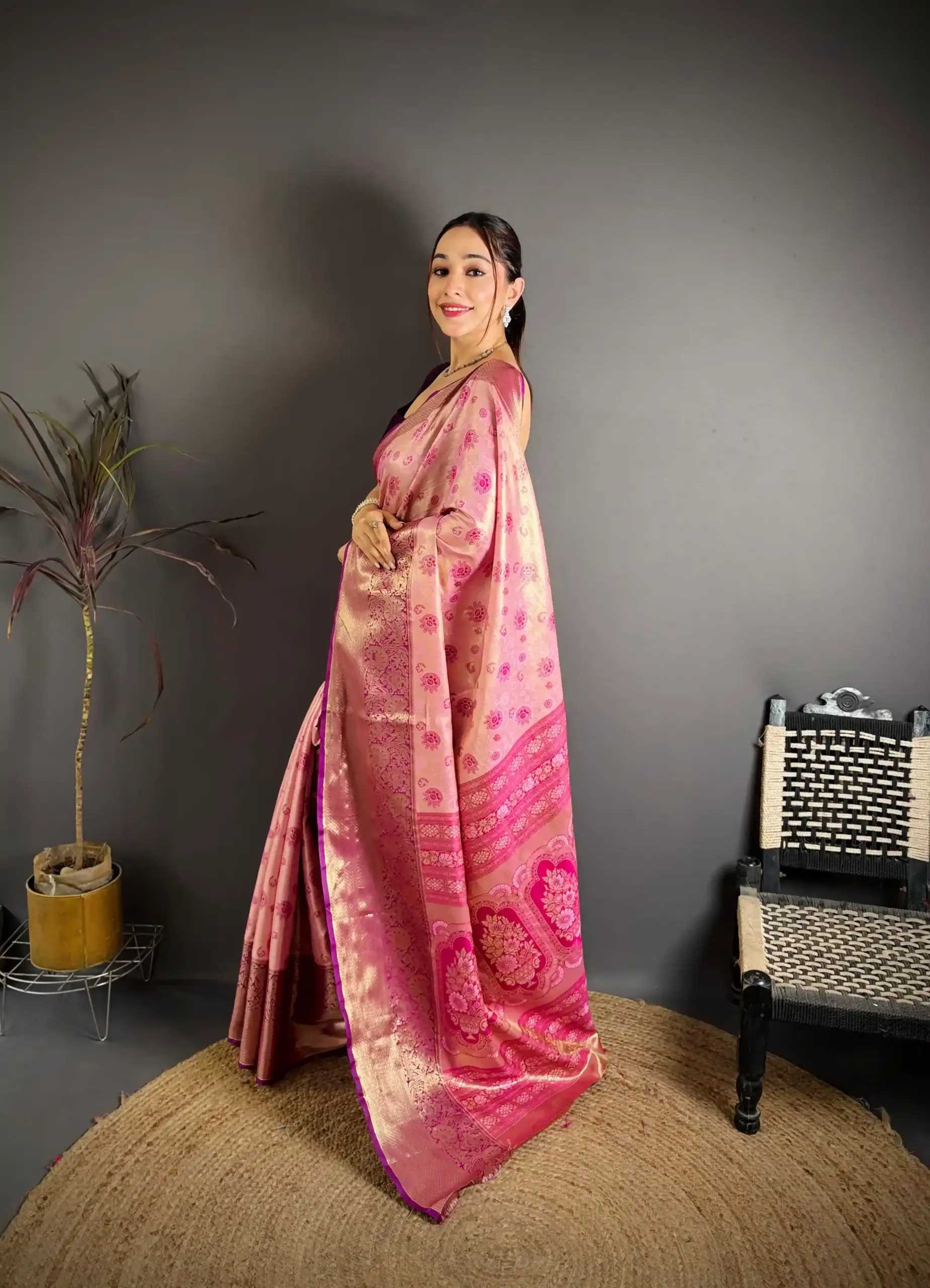 Contrast Color Silk Saree Design