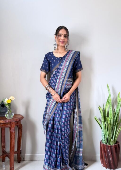 Zip and go Saree in Cotton Silk Fabric For office and Formal Wear