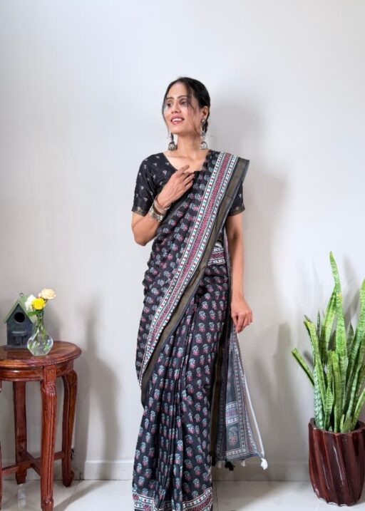 Cotton Silk Zip and go Saree for Office and formal Wear