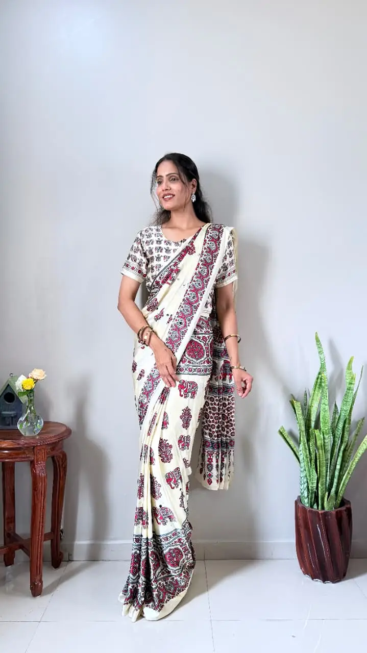 white office wear readymade zip and go saree