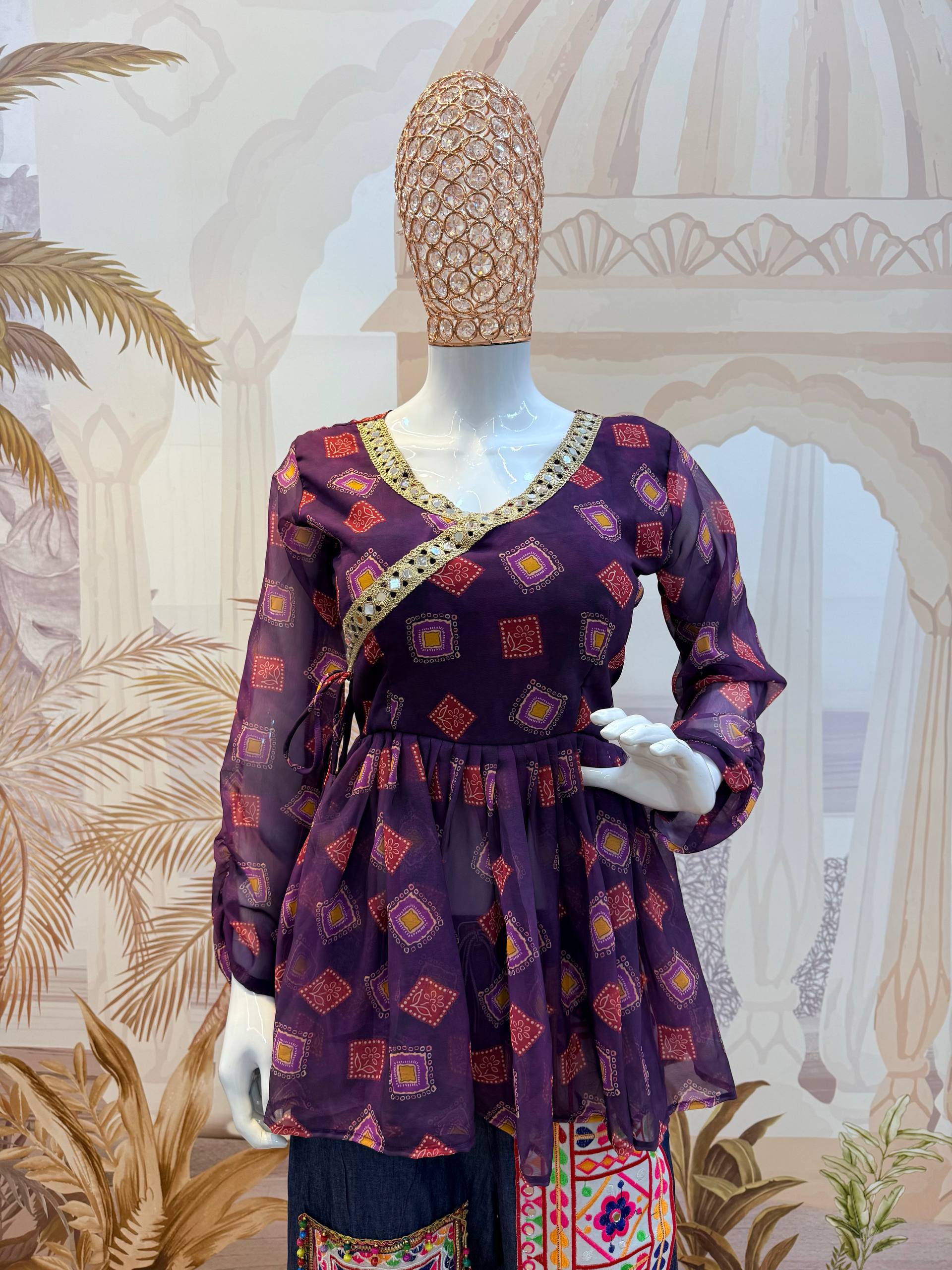 Kutchi Work Jeans with Tunic Top For Navratri