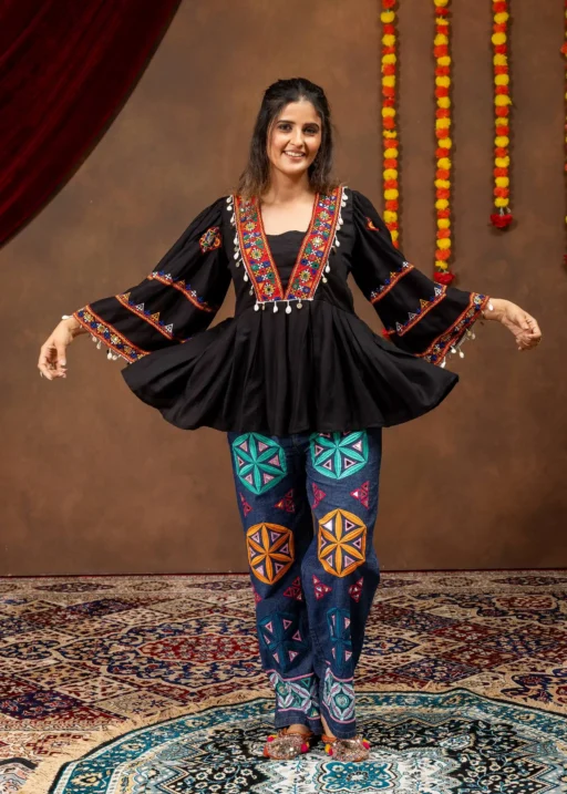 Kutchi Work Kedia with Jeans for Navratri