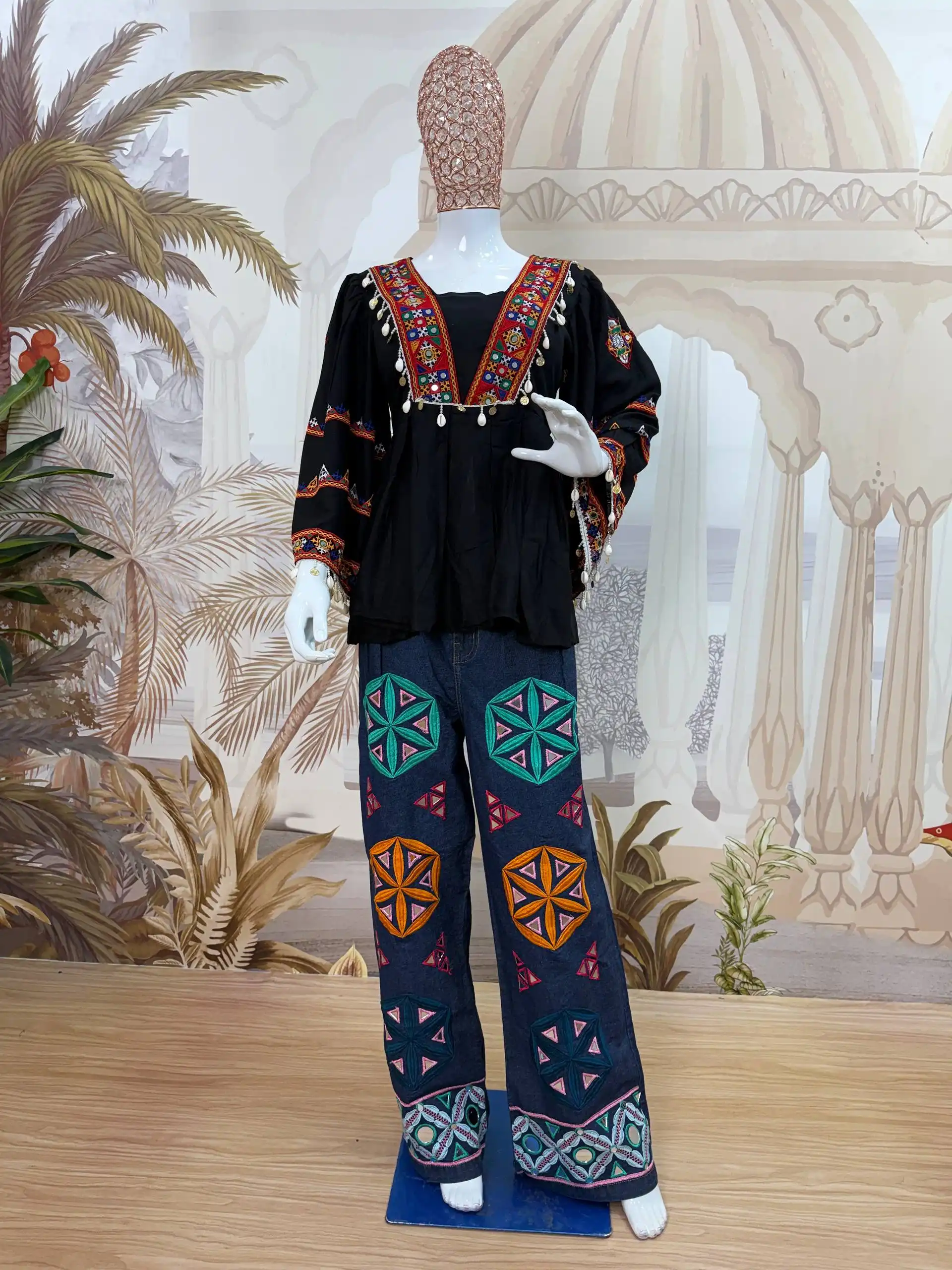 Kutchi Work Kedia with Jeans for Navratri