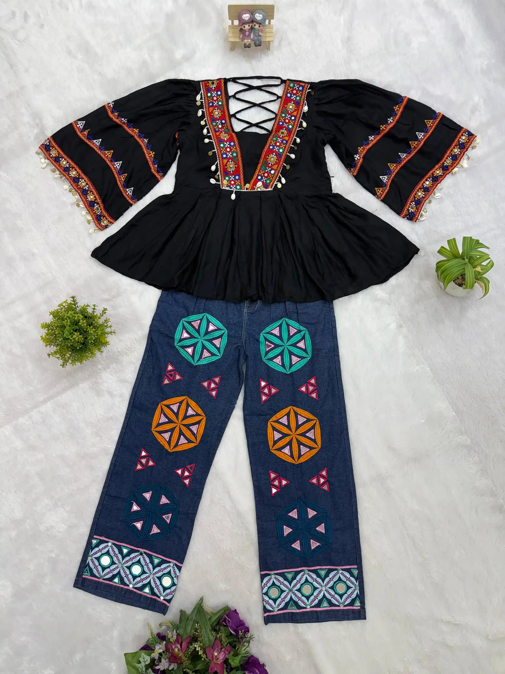 Kutchi Work Kedia with Jeans for Navratri