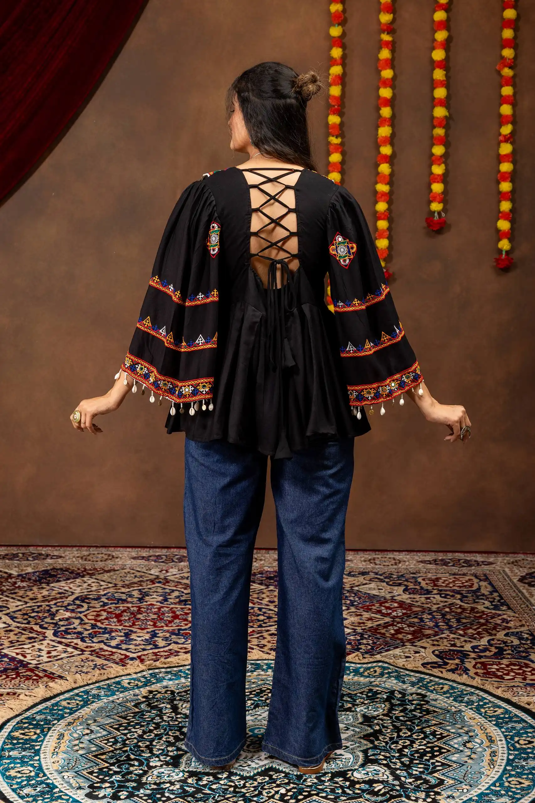 Kutchi Work Kedia with Jeans for Navratri