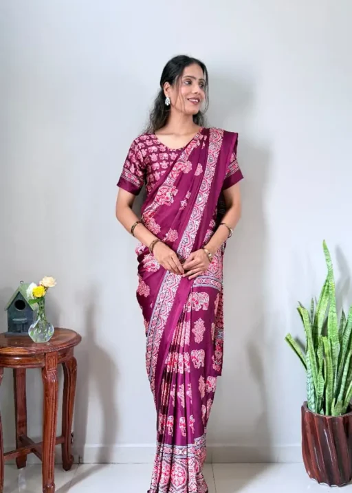 Readymade printed 1 minute saree