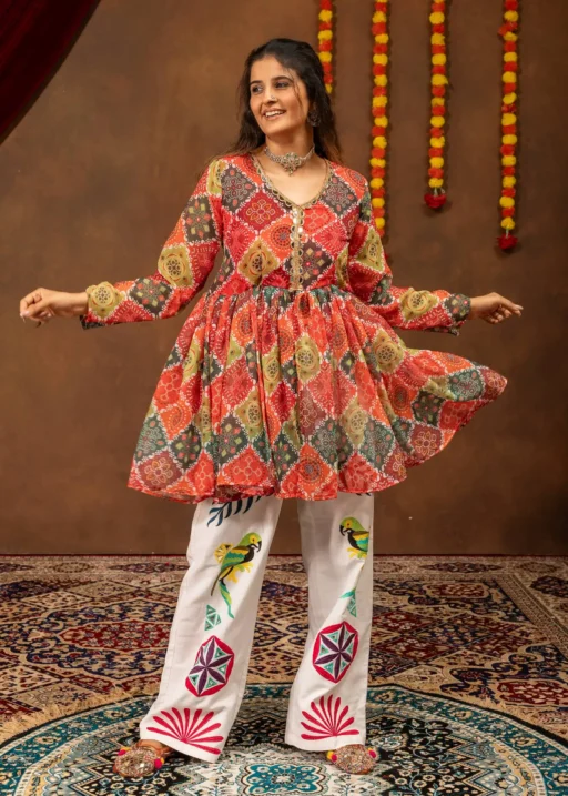 Navratri Wear Denim Jeans With Kedia top
