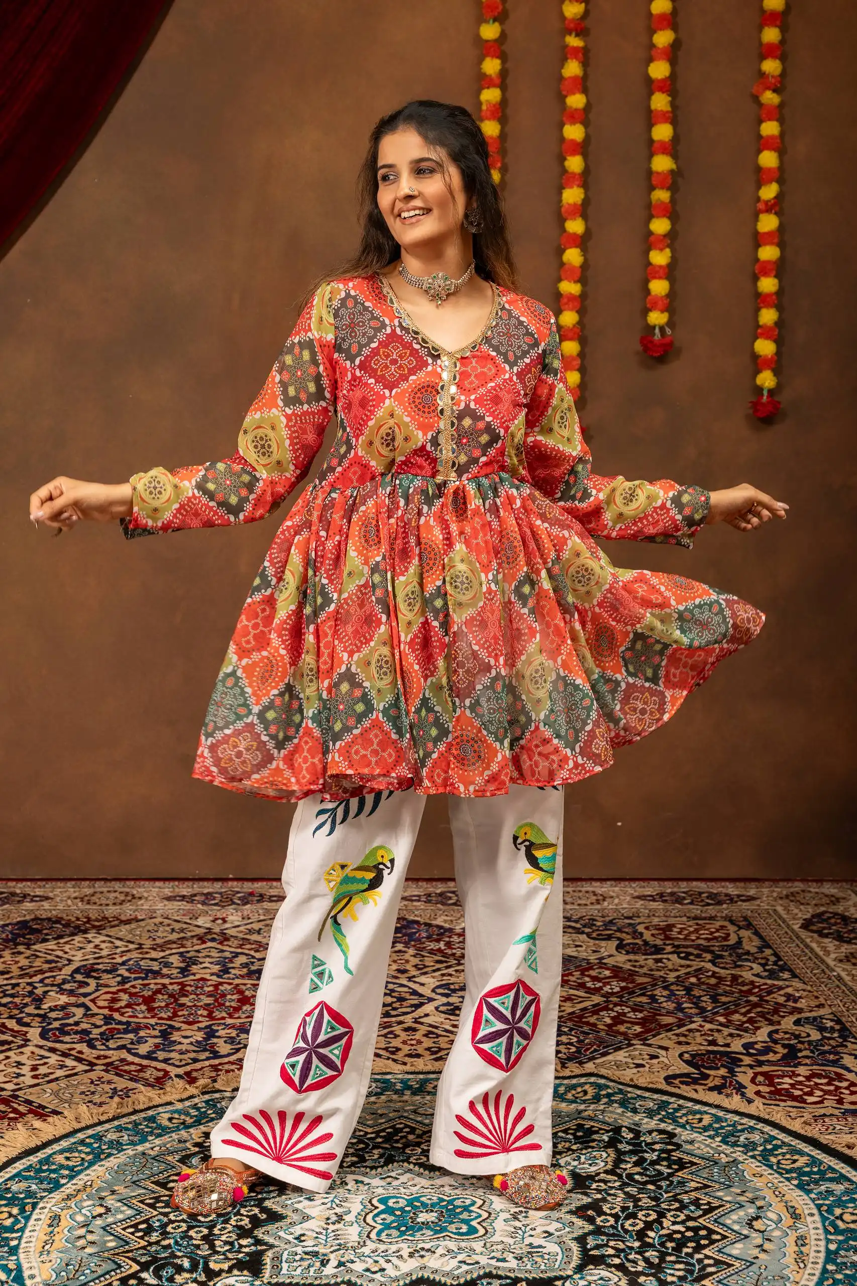 Navratri Wear Denim Jeans With Kedia top