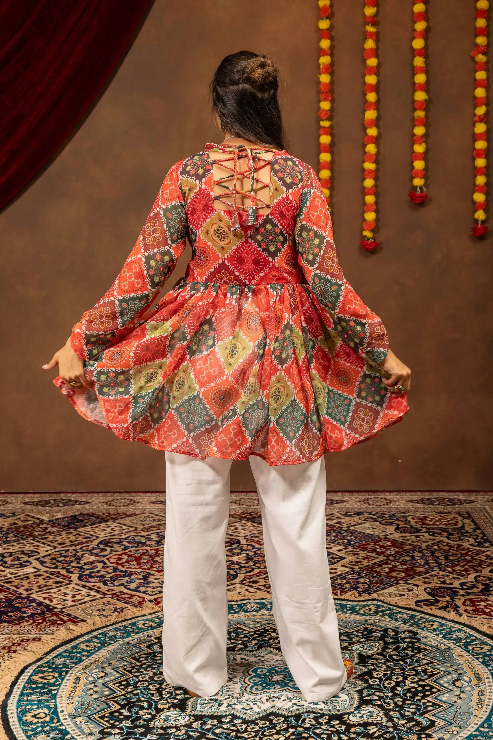 Navratri Wear Denim Jeans With Kedia top