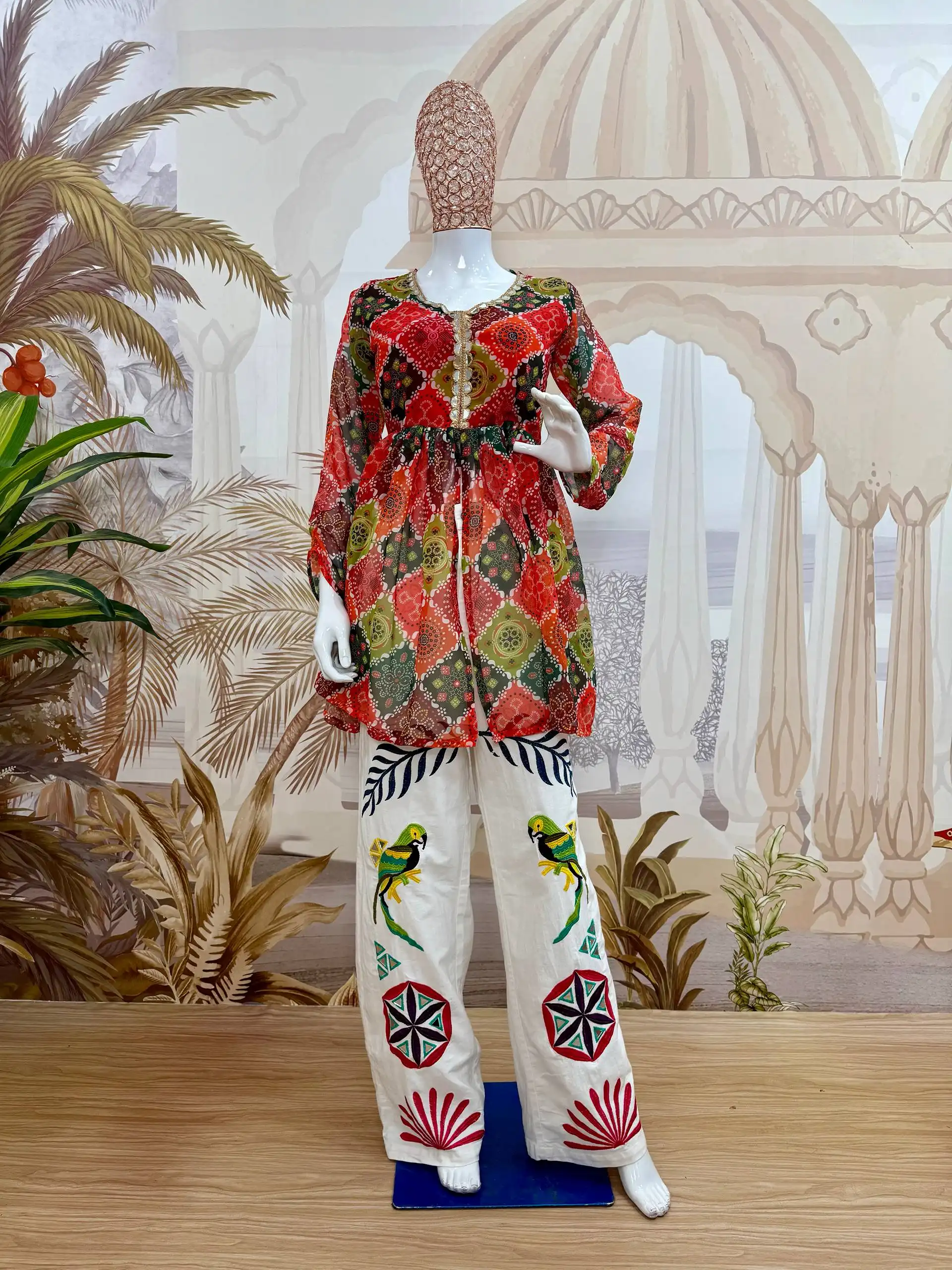 Navratri Wear Denim Jeans With Kedia top