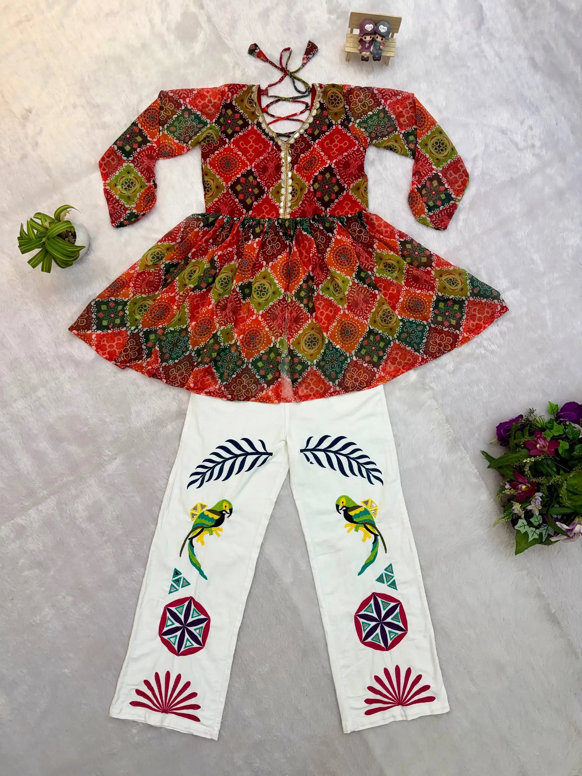 Navratri Wear White Denim Jeans