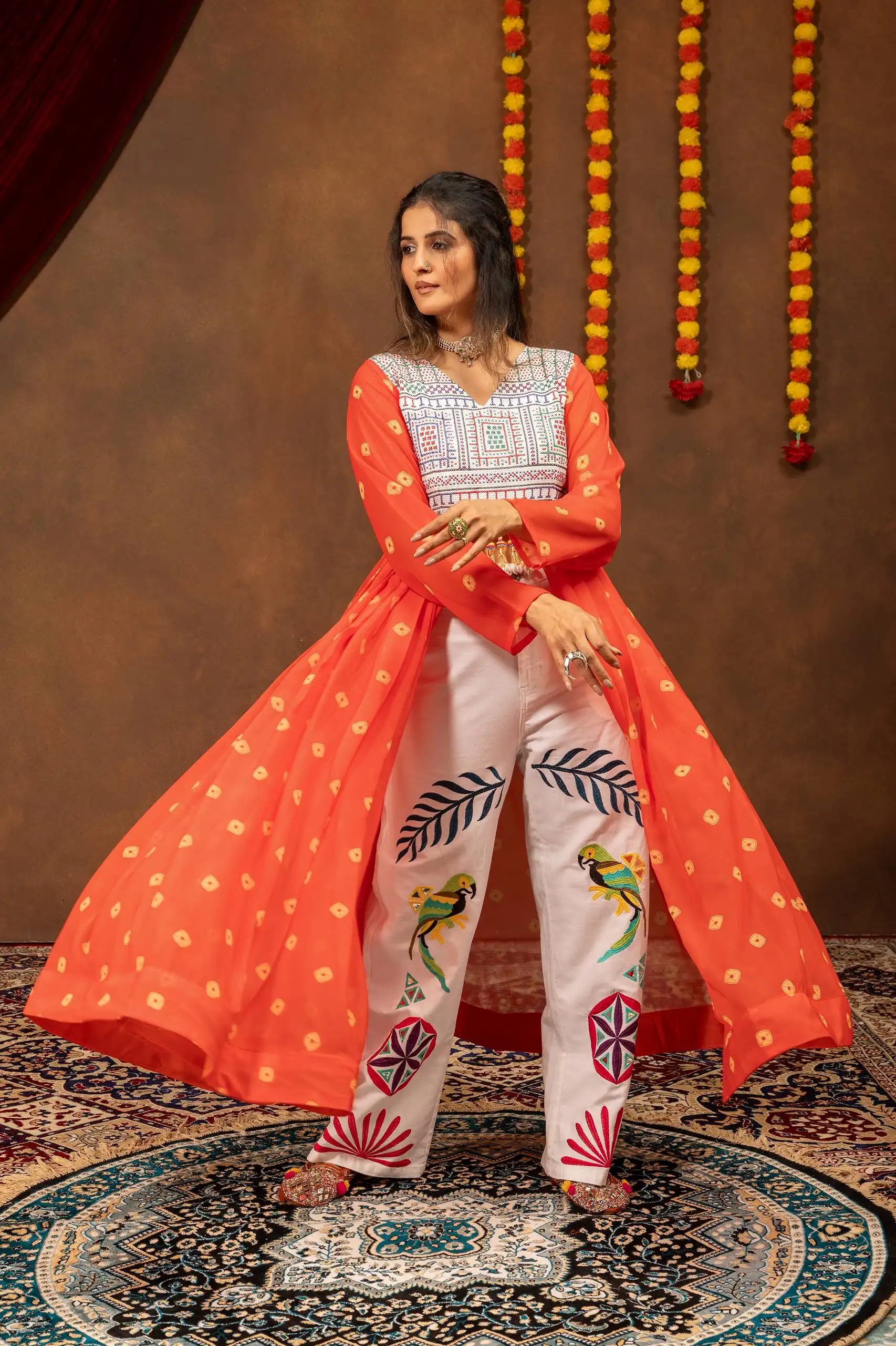 Navratri Wear Shrug with Kutchi Jeans