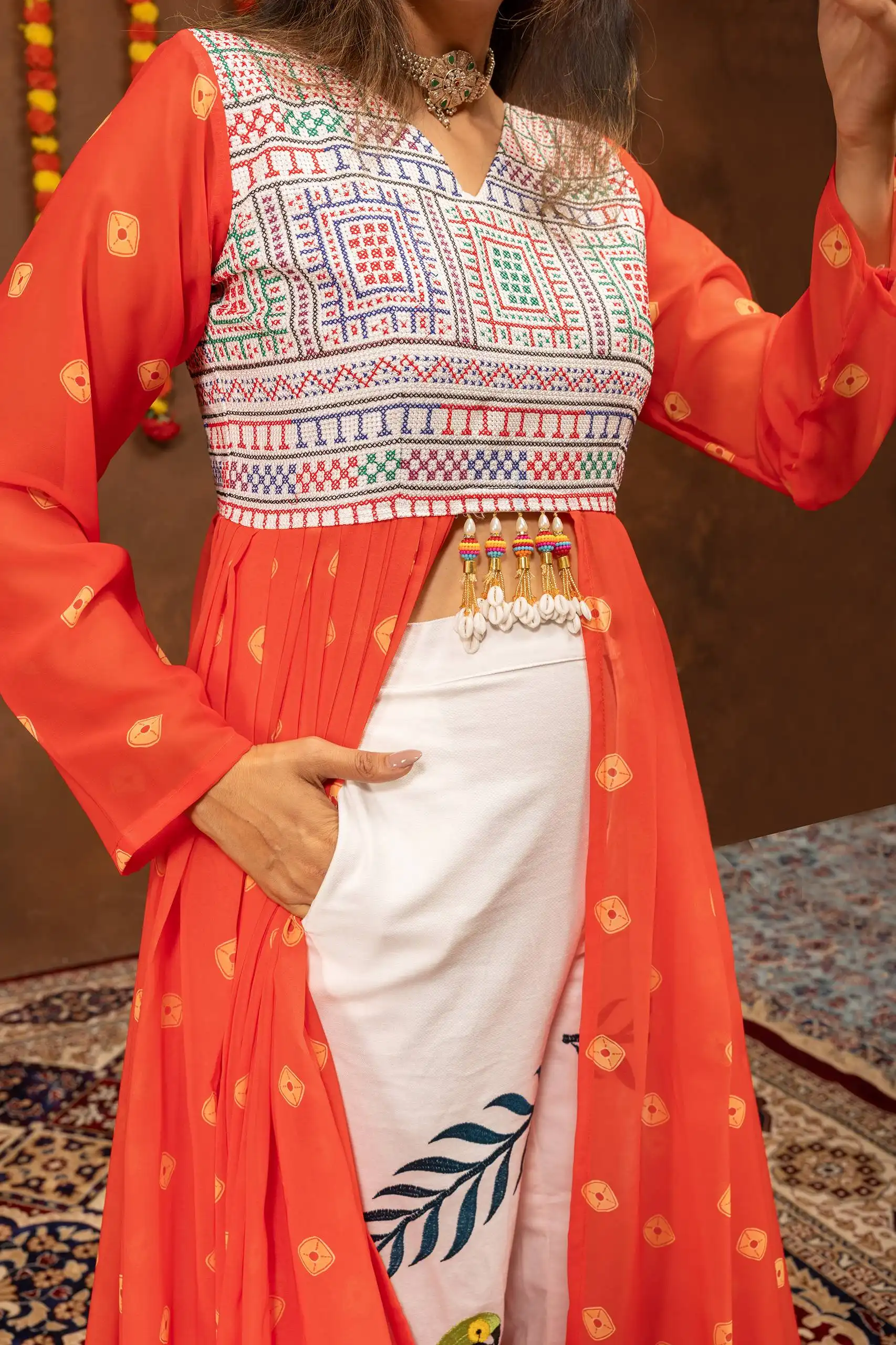 Navratri Wear Shrug with Kutchi Jeans