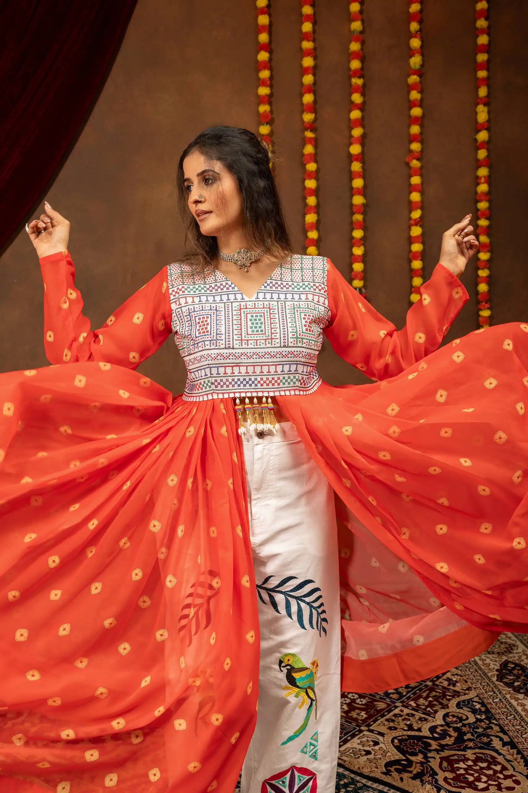 Navratri Wear Shrug with Kutchi Jeans