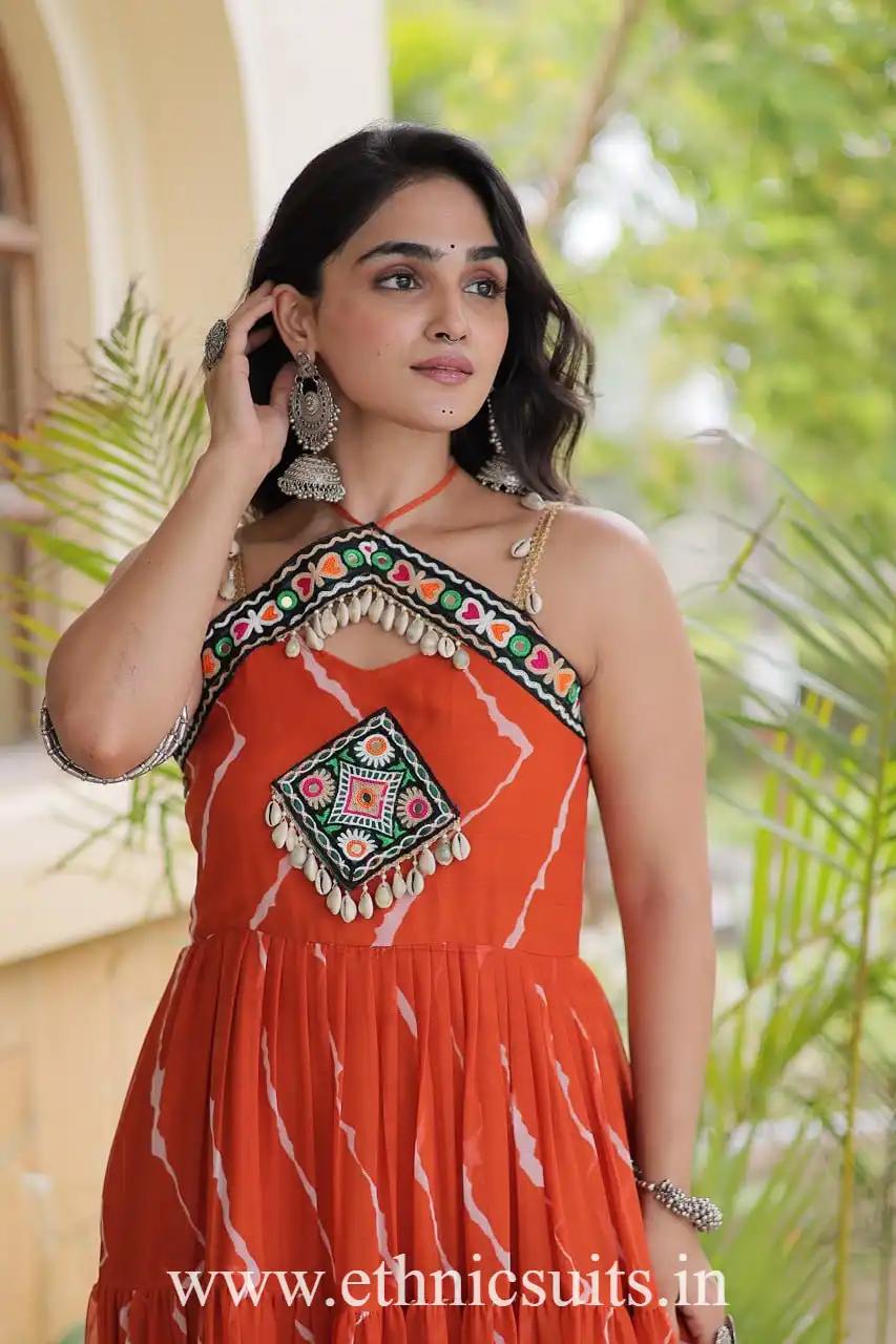 Orange Color Navratri Wear Gown