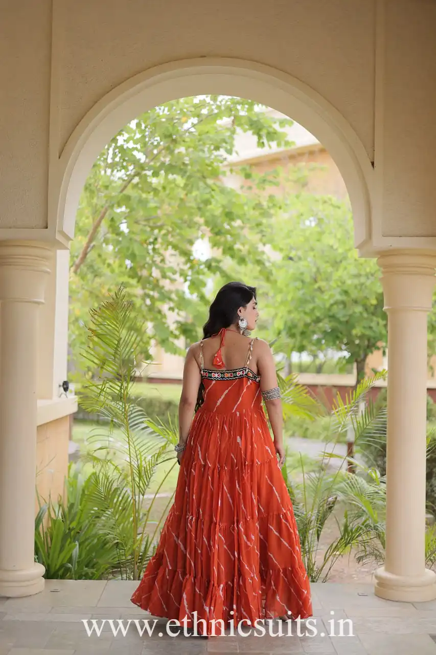 Orange Color Navratri Wear Gown