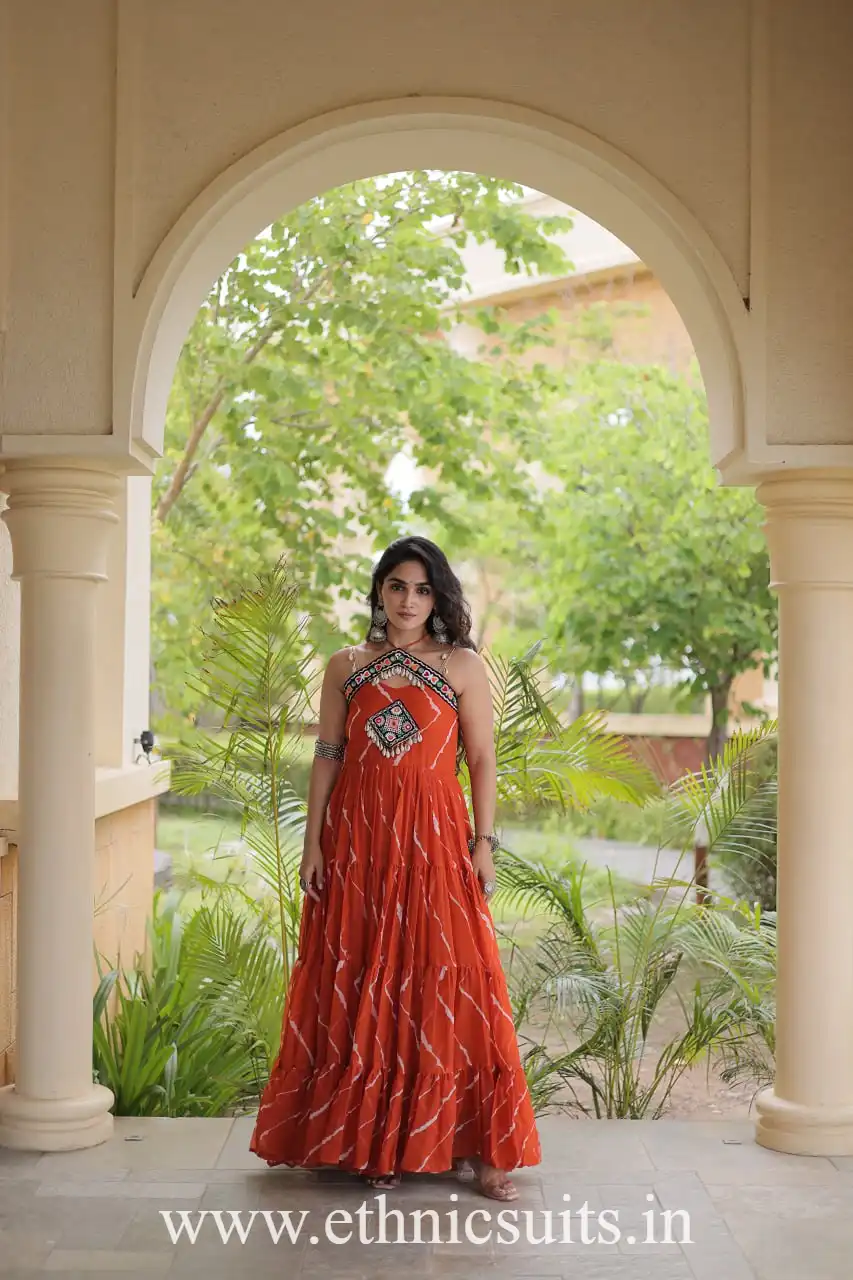 Orange Color Navratri Wear Gown