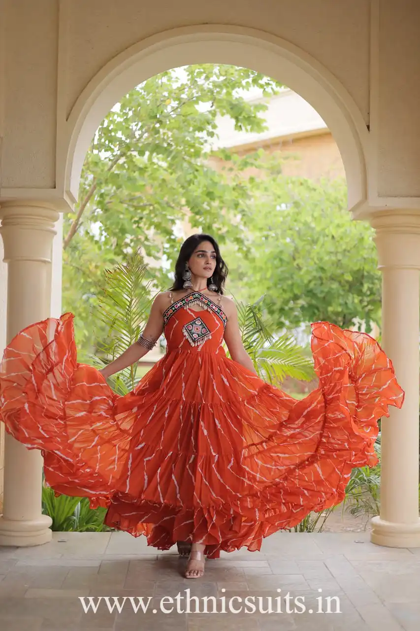 Orange Color Navratri Wear Gown
