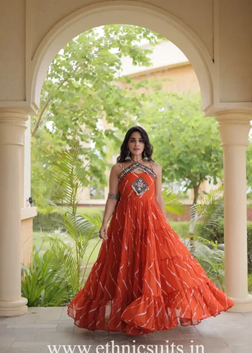 Orange Color Navratri Wear Gown