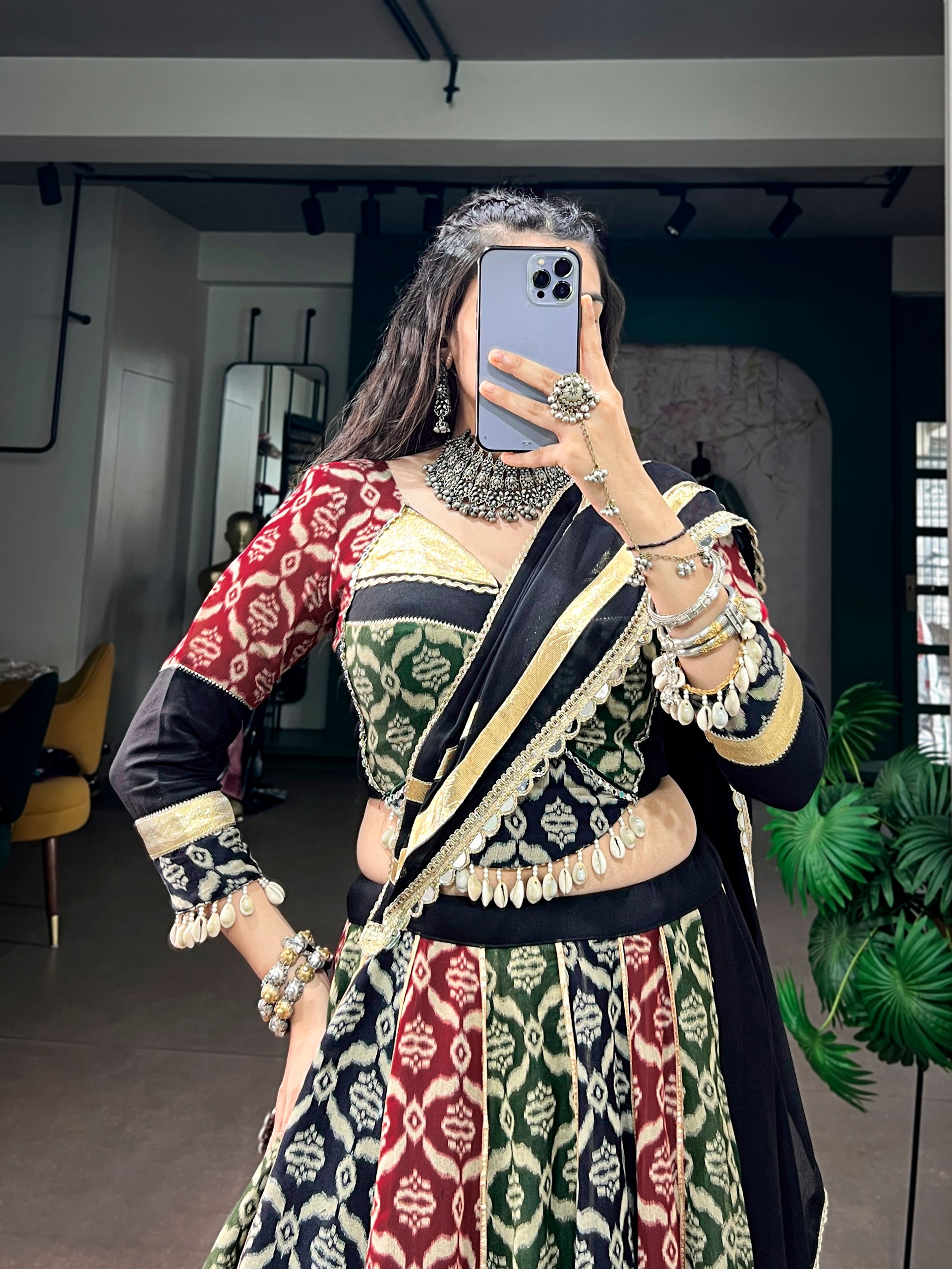 Printed Rayon Lehenga Choli Set with 7 Meter Flair