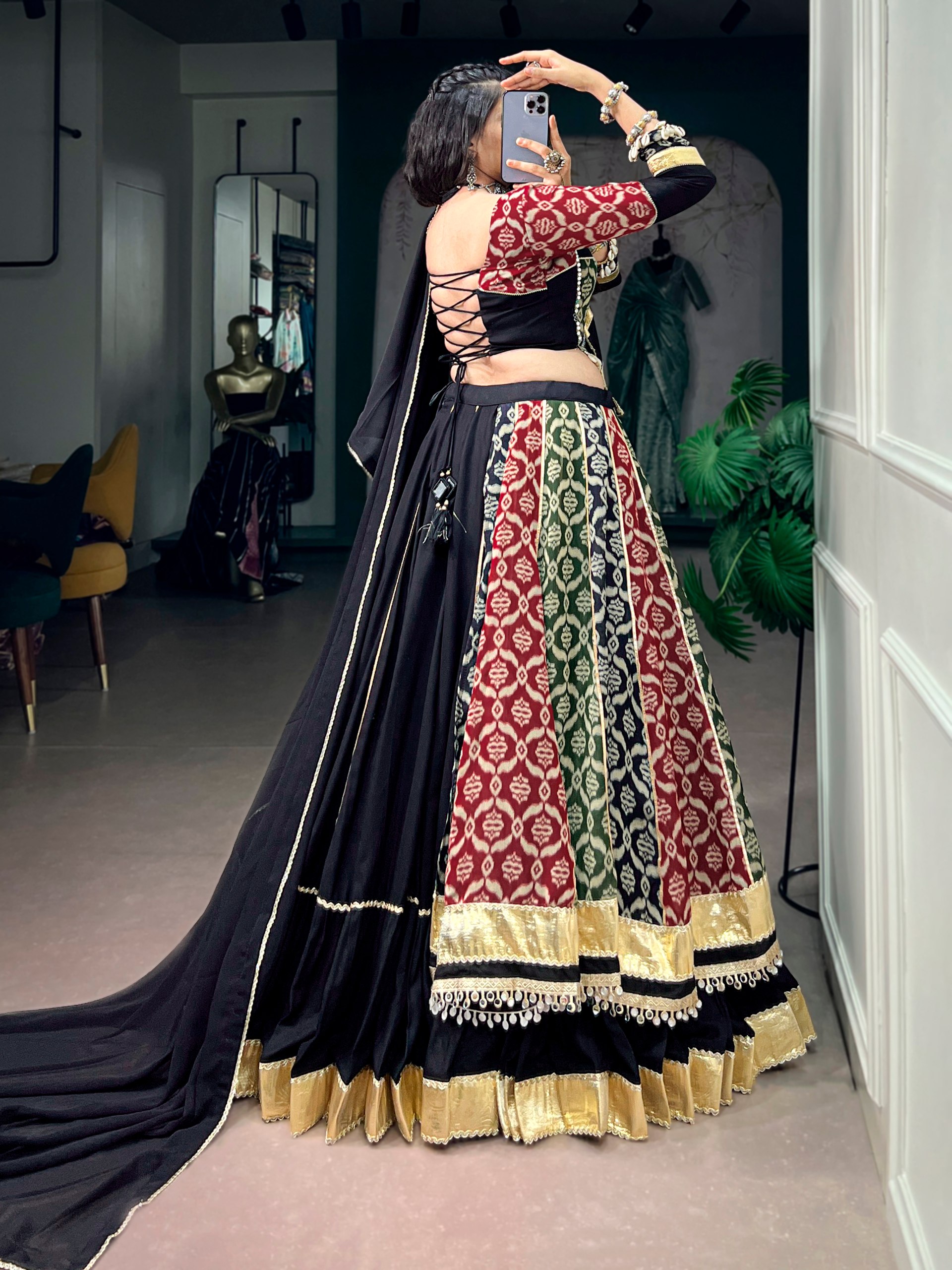 Printed Rayon Lehenga Choli Set with 7 Meter Flair