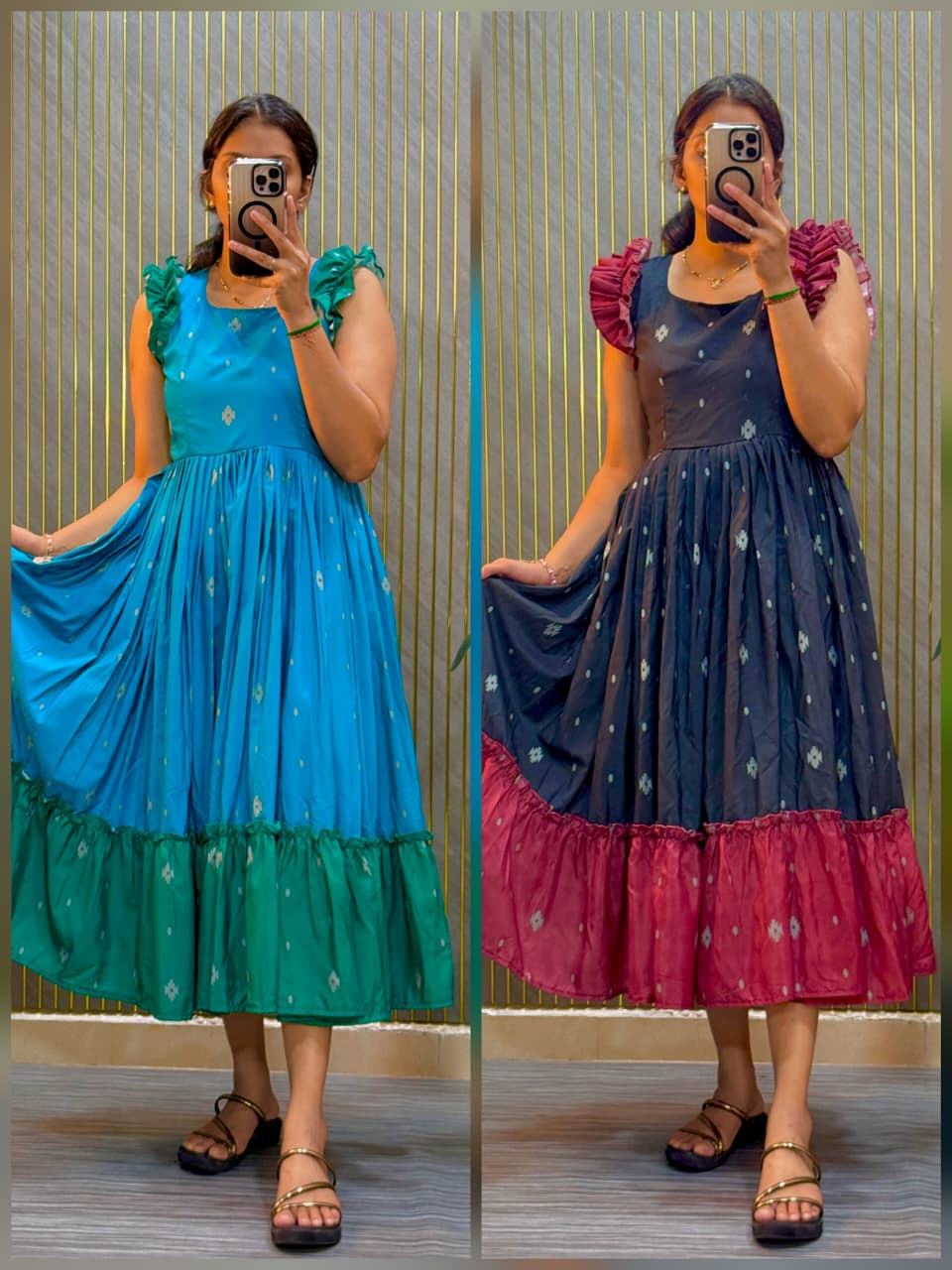 Sky Blue Printed Midi Dress
