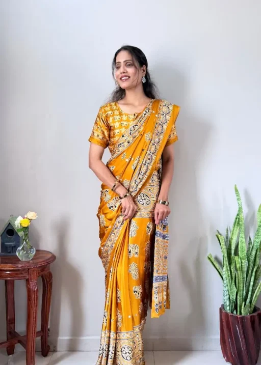Yellow Zip and go Saree for Nalangu