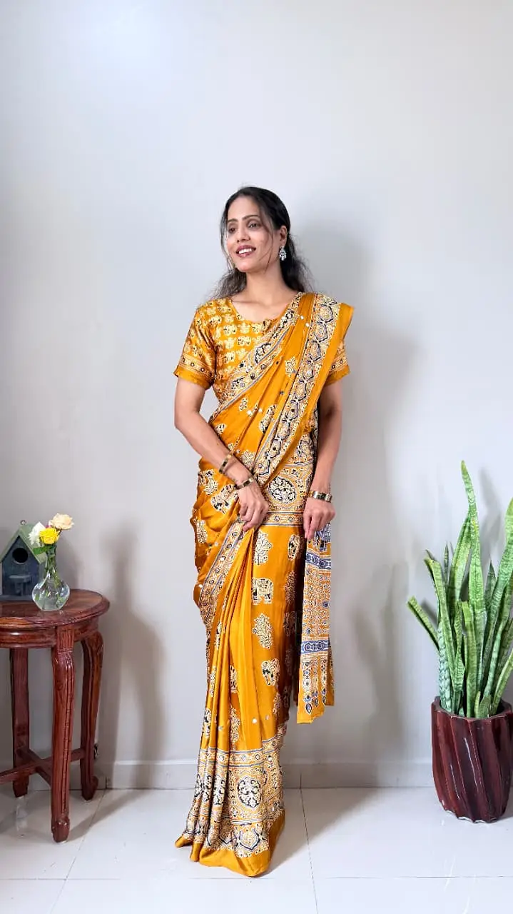 Yellow Zip and go Saree for Nalangu