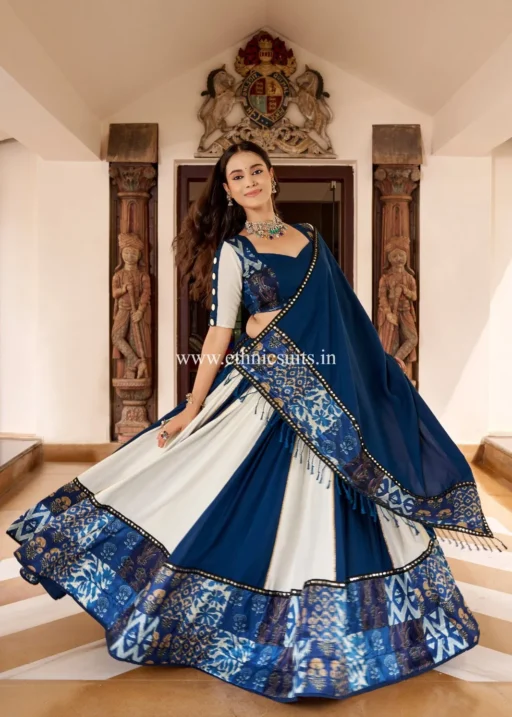 Blue and White Navratri Chaniya Choli
