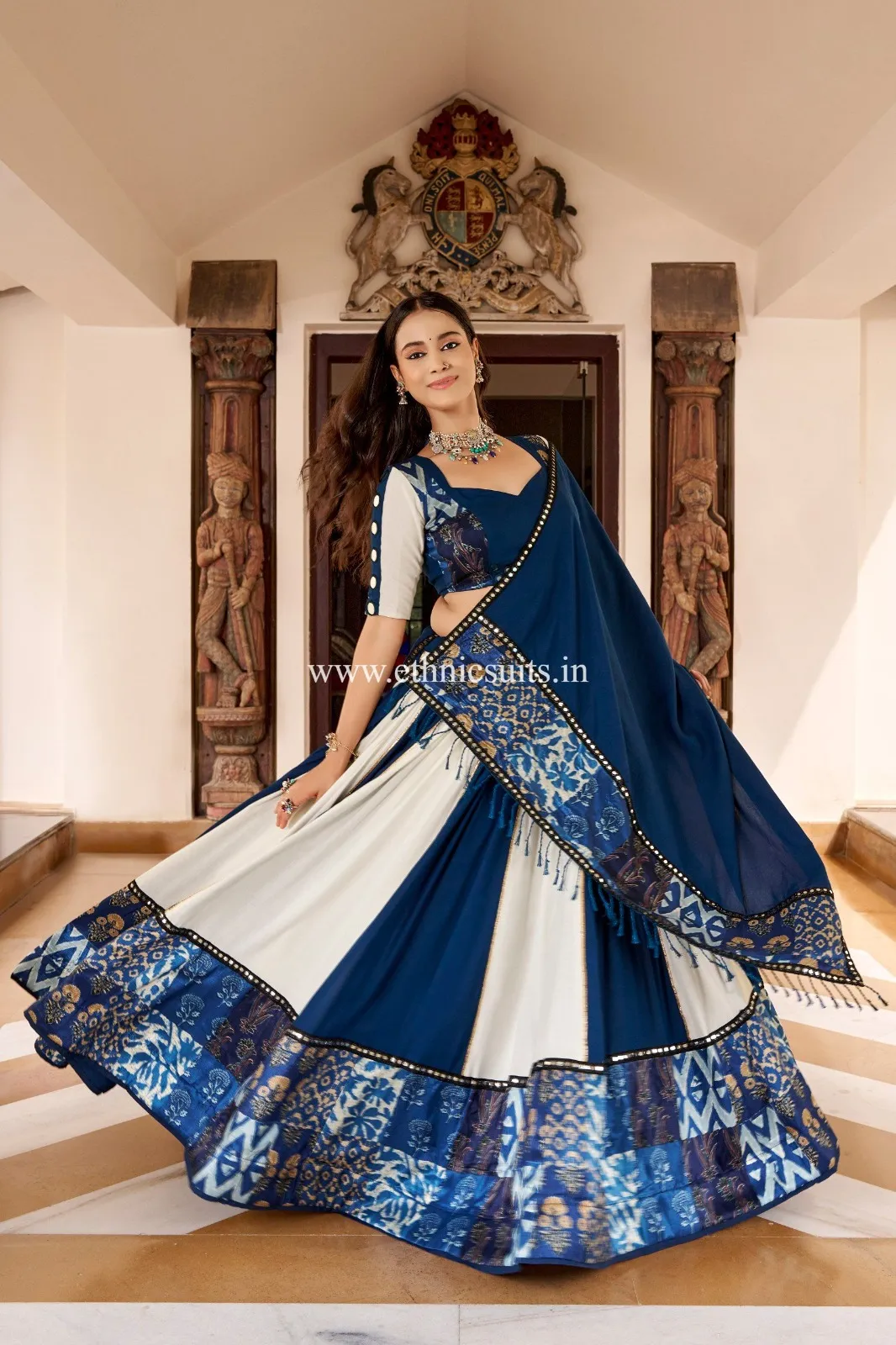 Blue and White Navratri Chaniya Choli