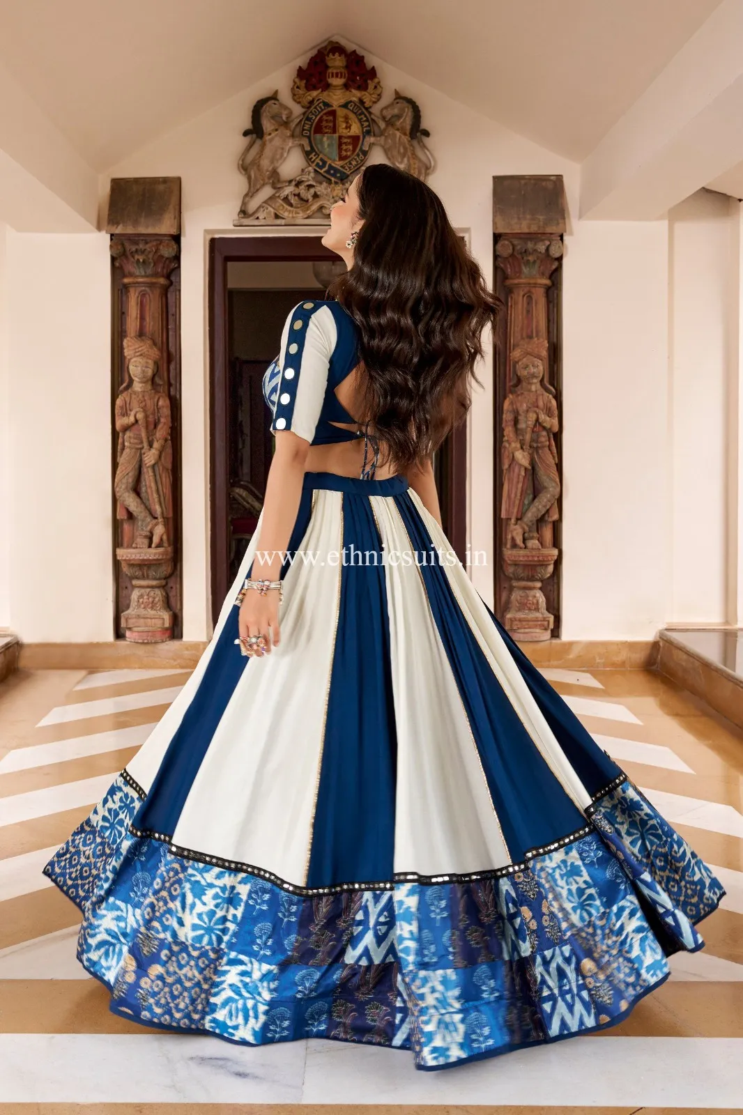 Blue and White Navratri Chaniya Choli