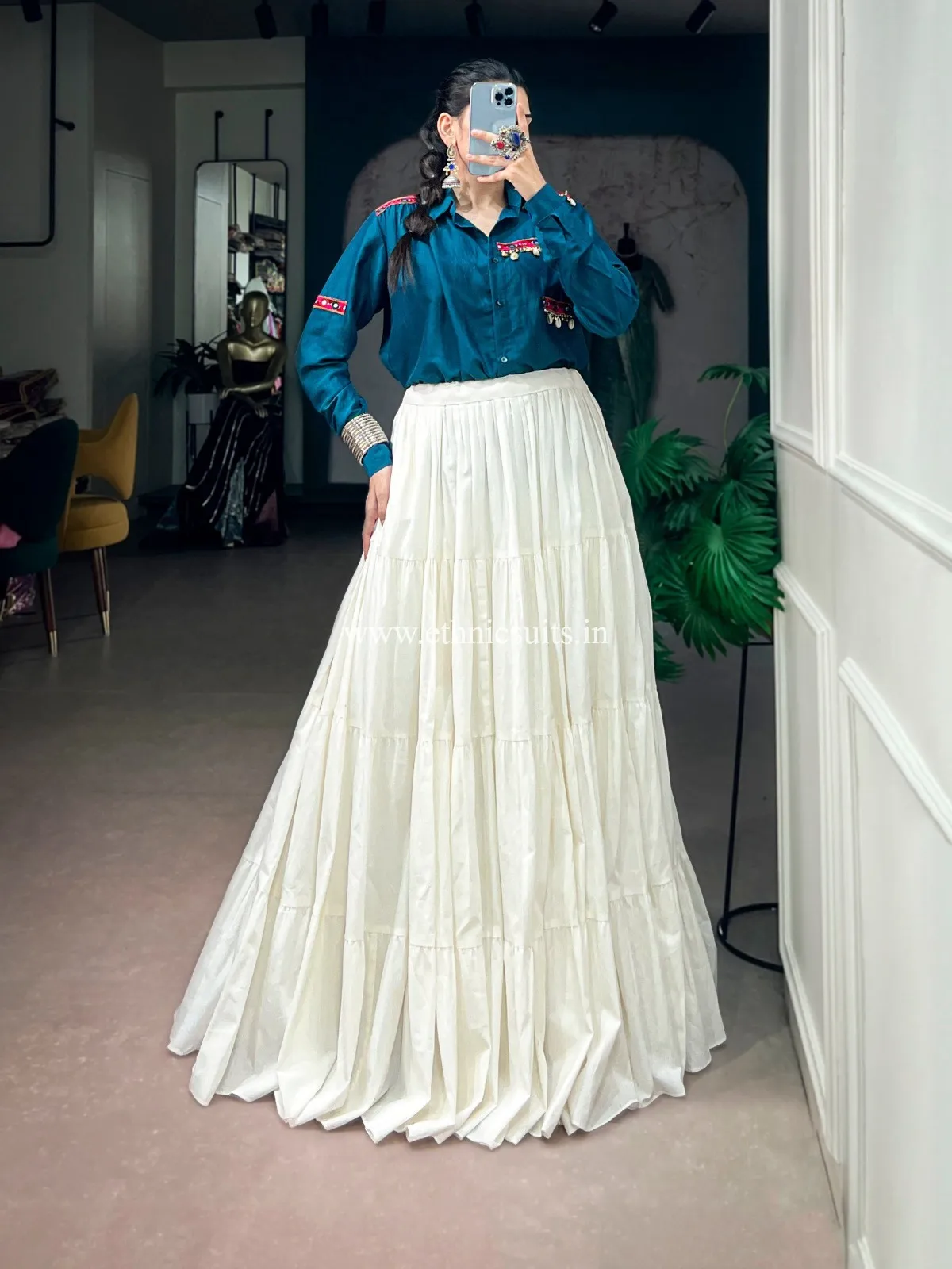 Garba Wear Shirt with Lehenga