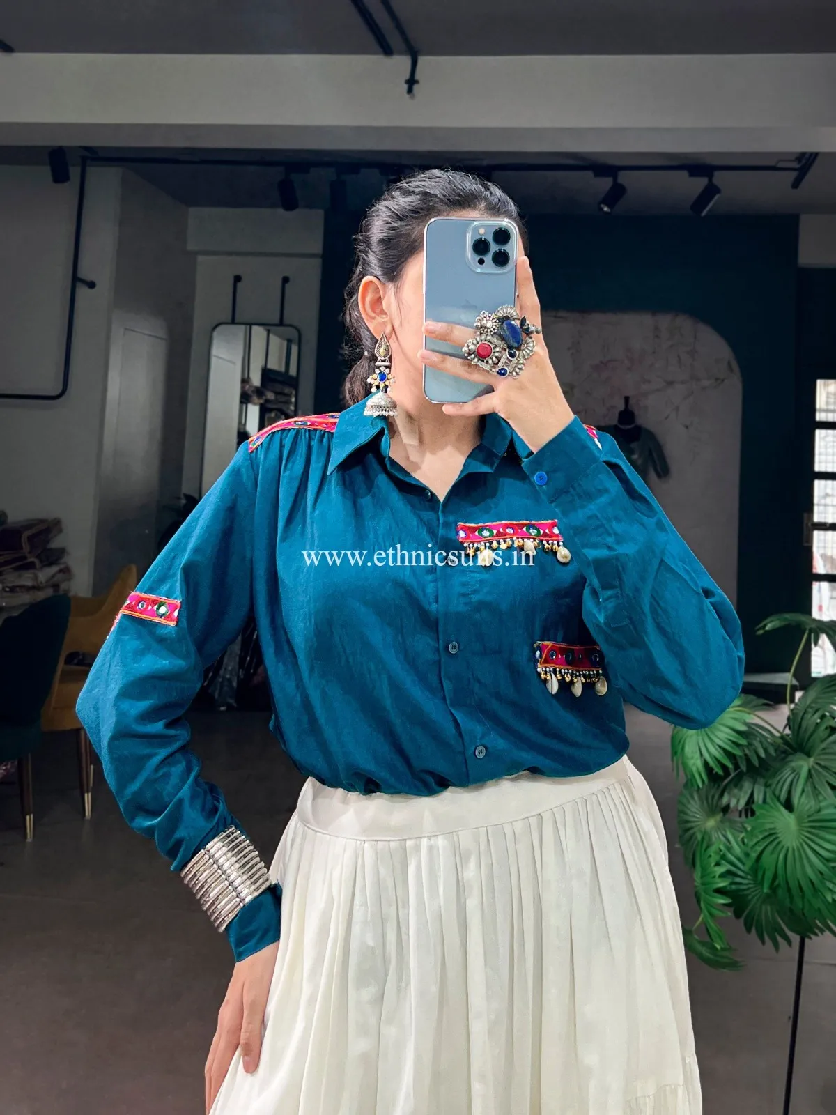 Garba Wear Shirt with Lehenga