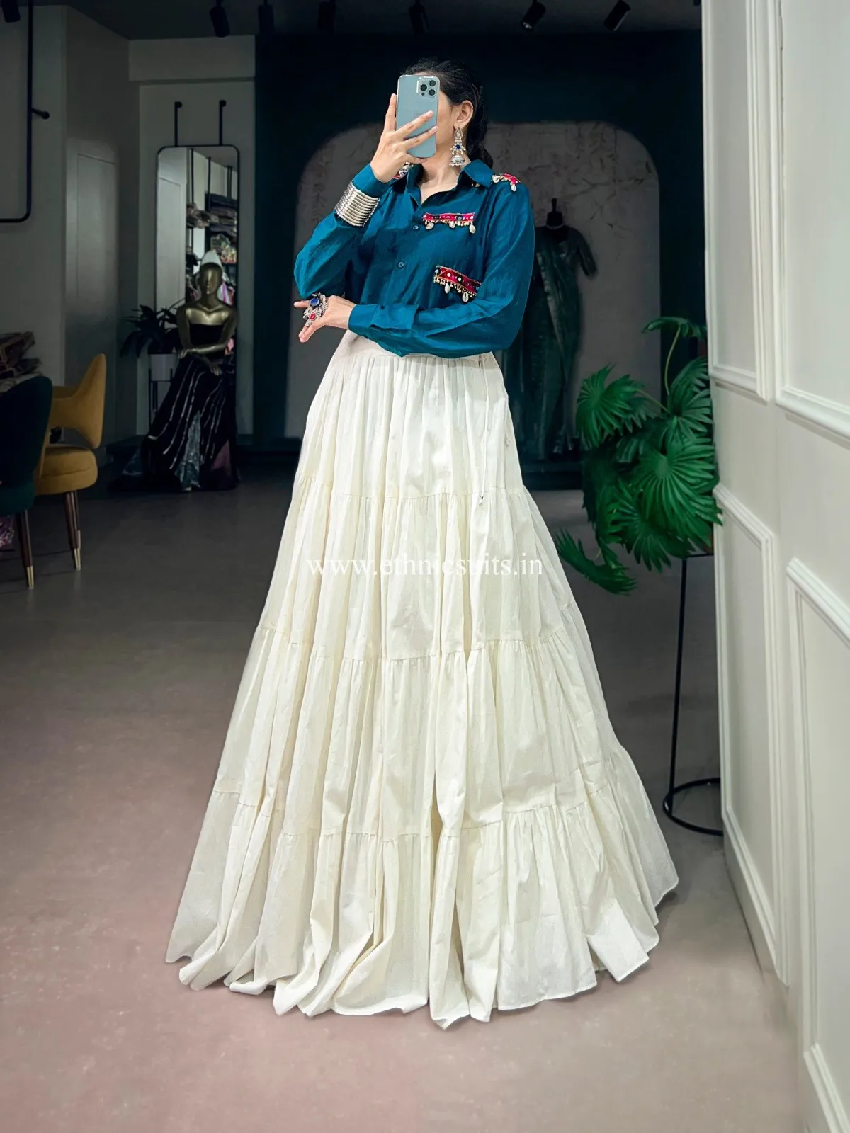 Garba Wear Shirt with Lehenga