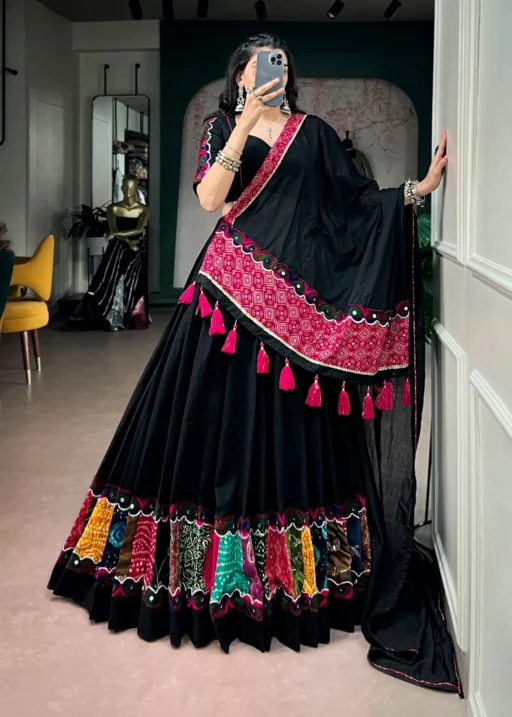 Khadi Cotton Black Chaniya Choli