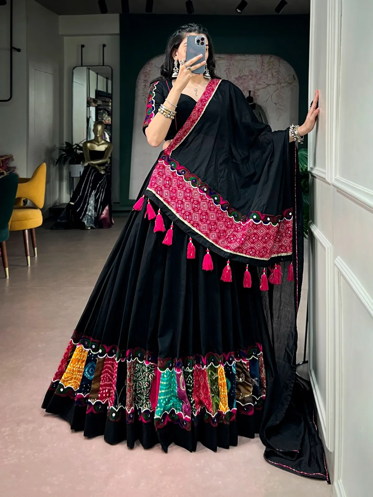 Khadi Cotton Black Chaniya Choli
