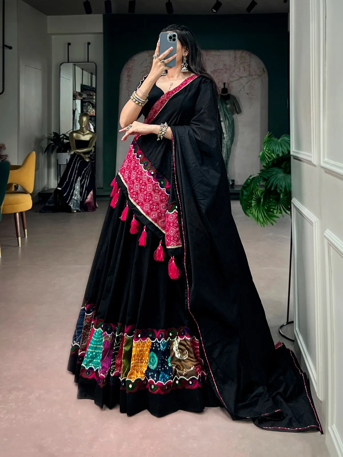 Khadi Cotton Black Chaniya Choli