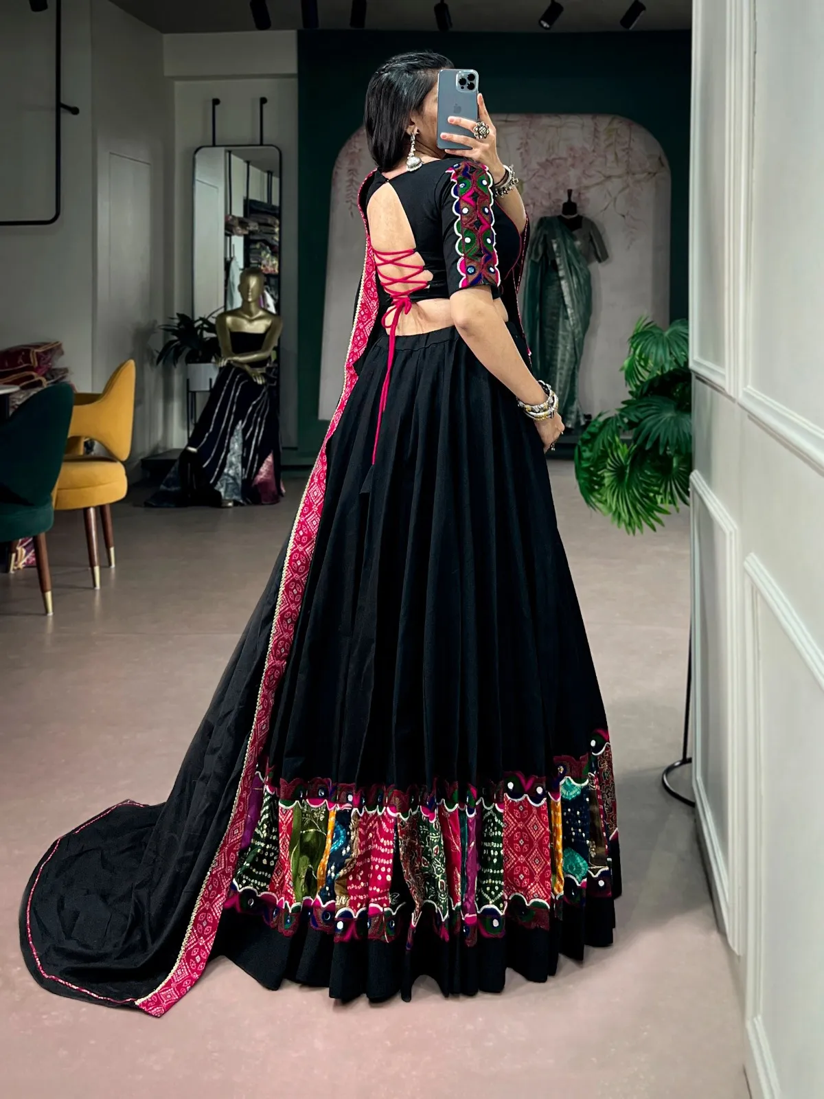 Khadi Cotton Black Chaniya Choli