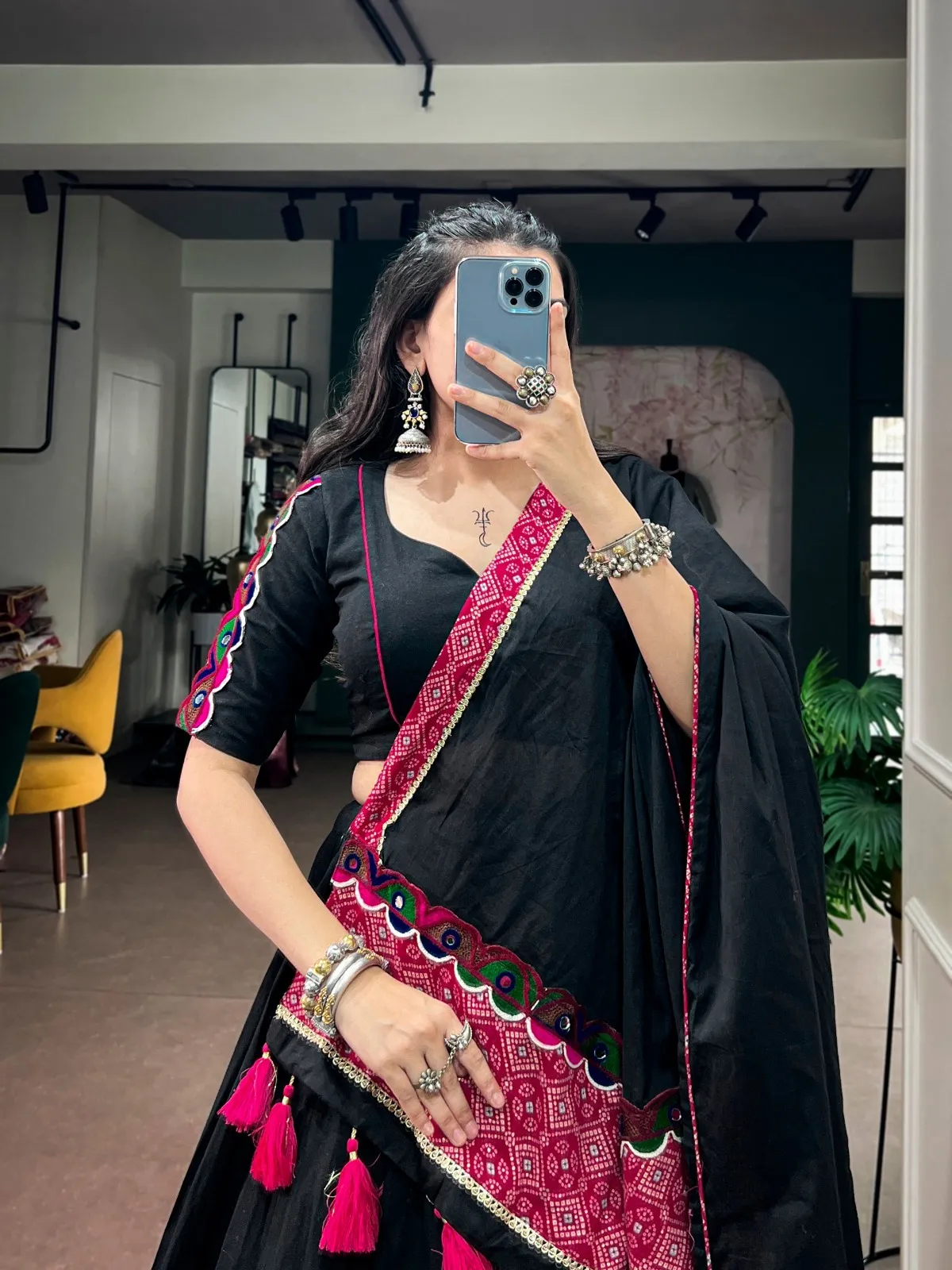 Khadi Cotton Black Chaniya Choli