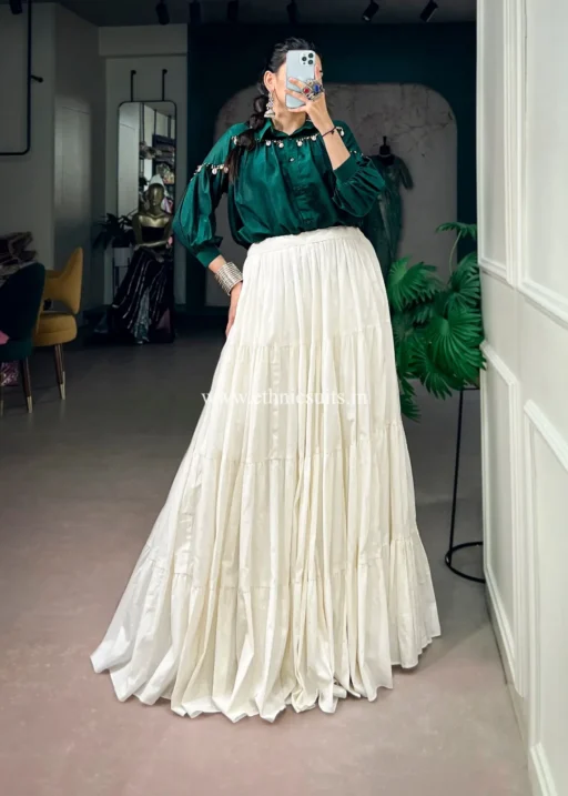 Navratri Wear Shirt with Lehenga