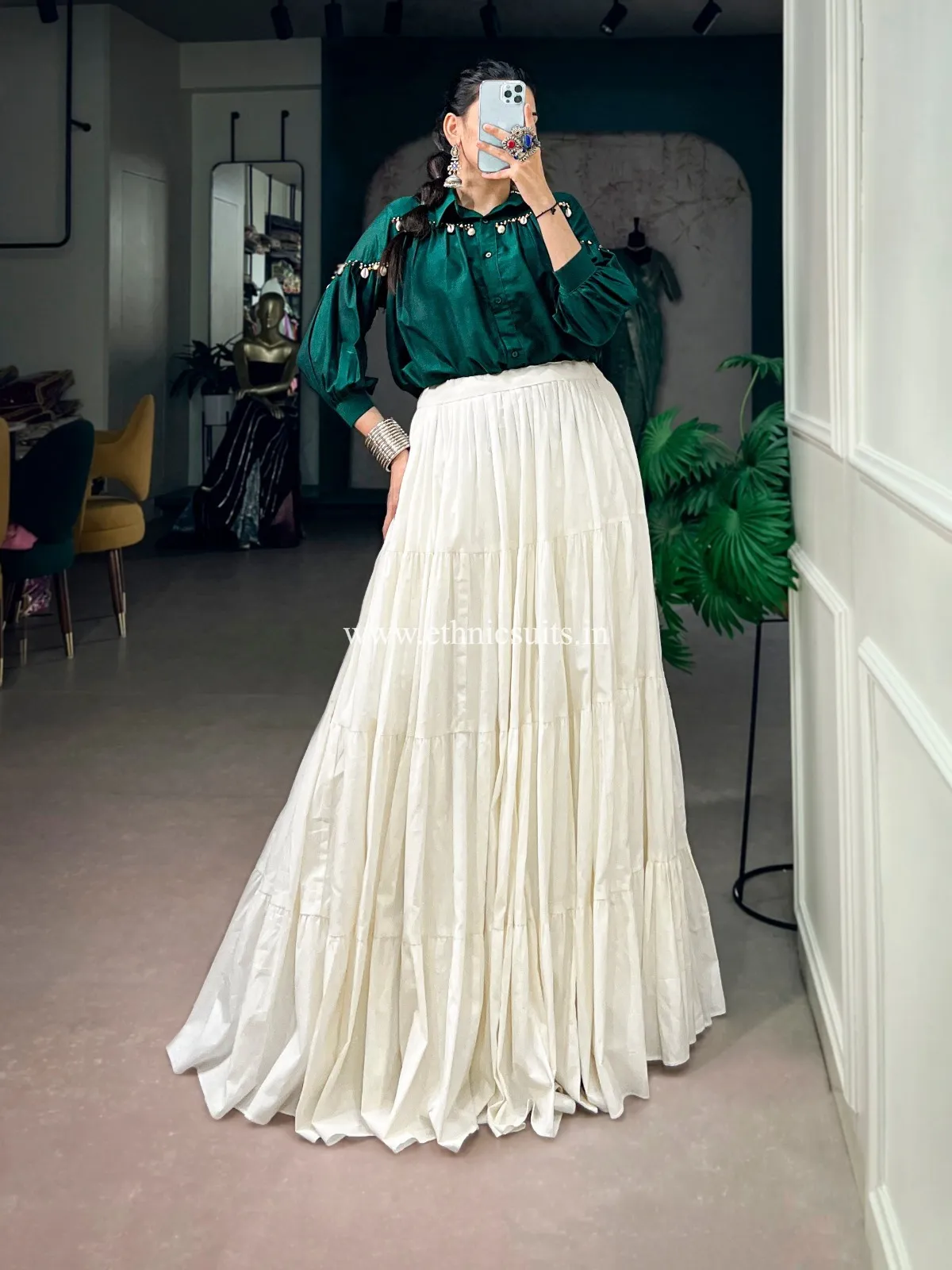 Navratri Wear Shirt with Lehenga