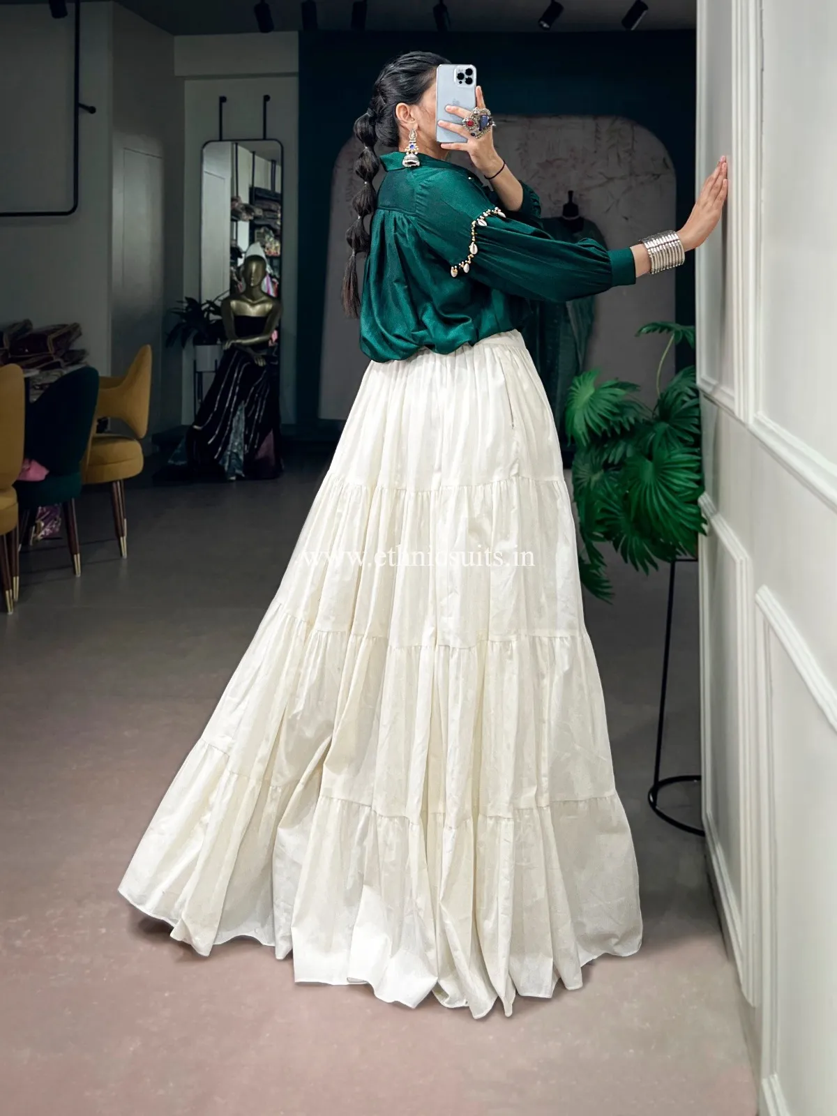 Navratri Wear Shirt with Lehenga