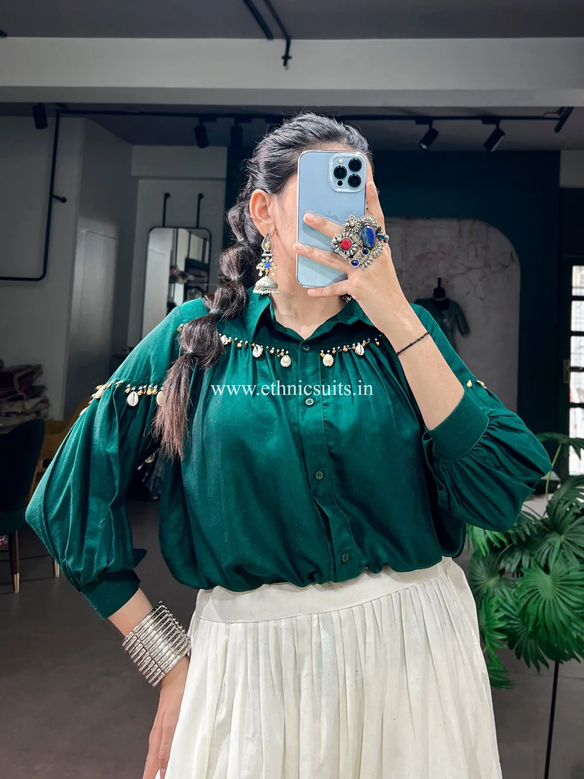 Navratri Wear Shirt with Lehenga