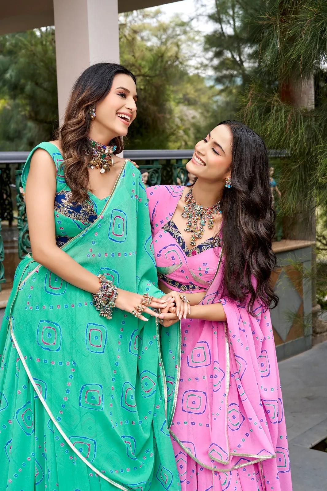 Pastel Green Bandhani Printed Chaniya Choli